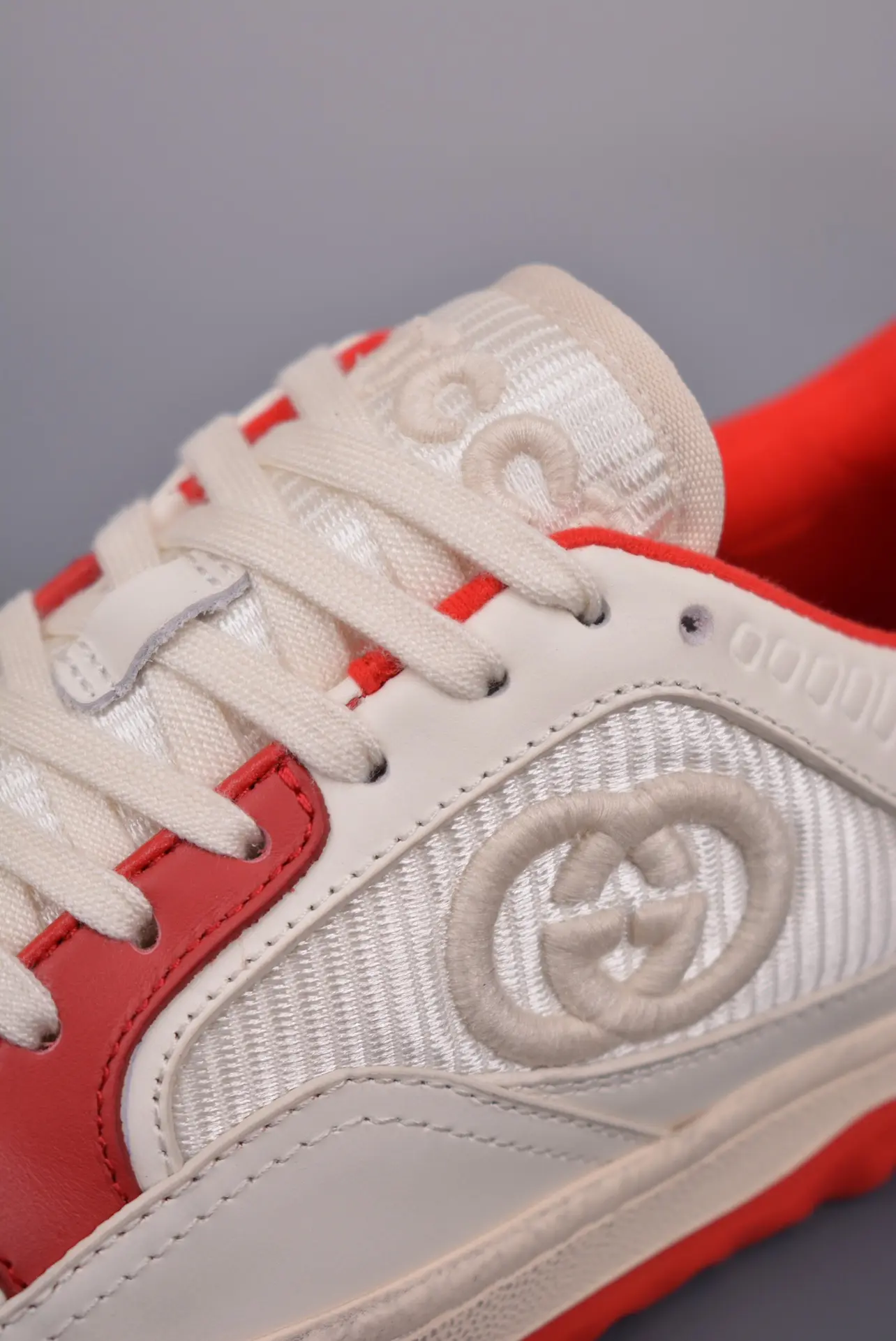 Gucci Mac80 Leather Sneakers - White/Red (Replica) | YtaYta