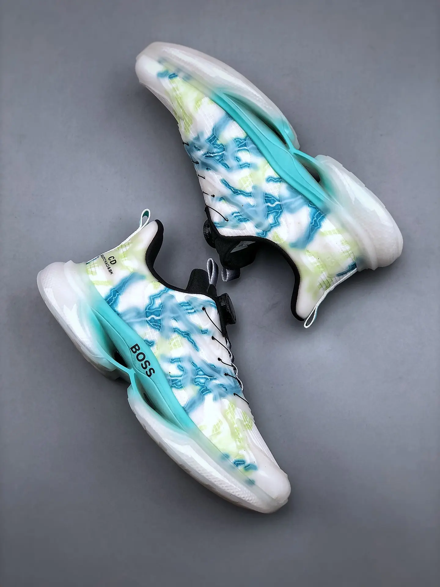 Replica BOSS New Men's Sneakers – Palm Tree Blue Print White Gym Shoes | YtaYta