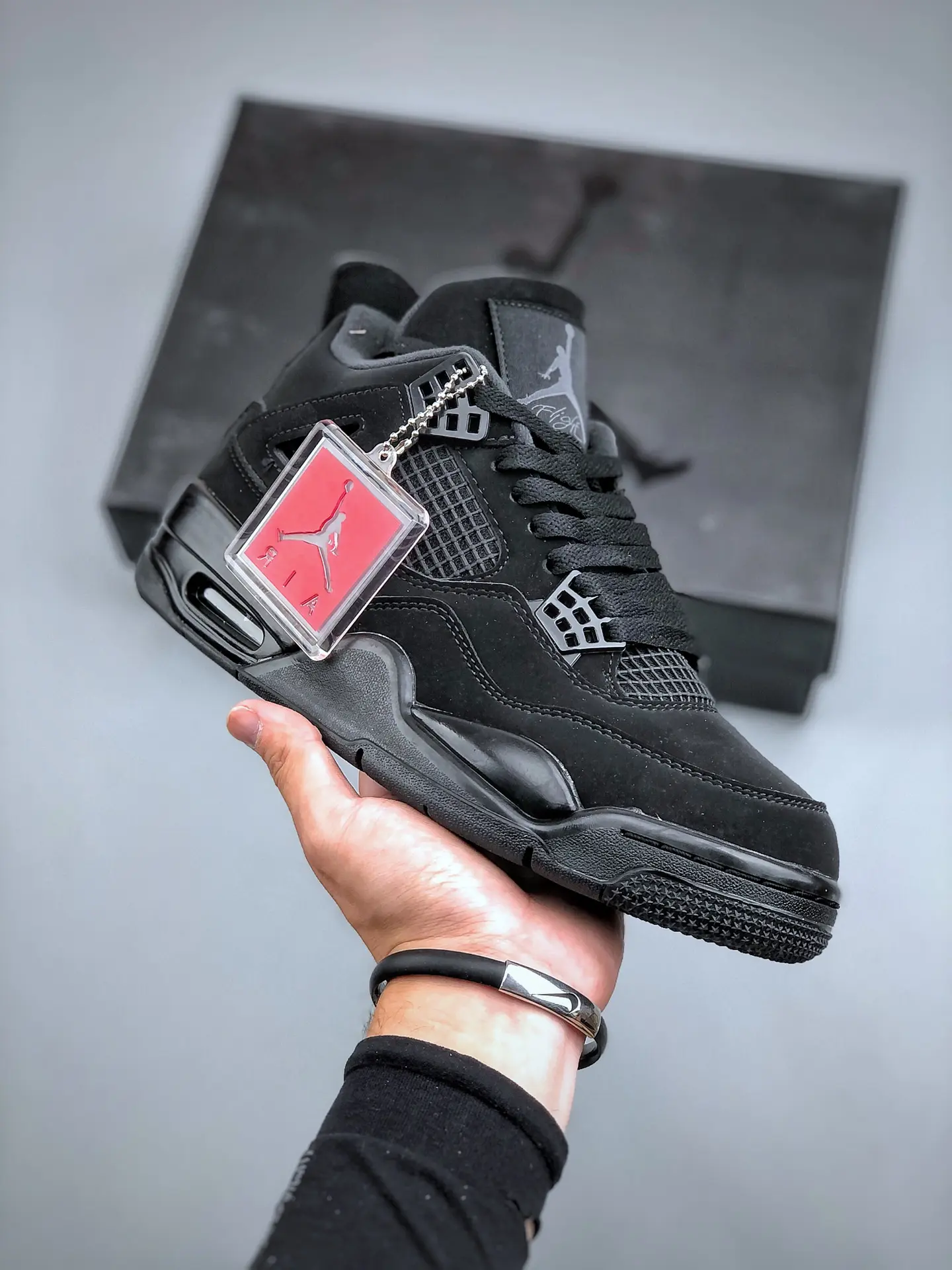 Unisex Replica Air Jordan 4 Retro Military Black Sneakers - $59.63 | YtaYta