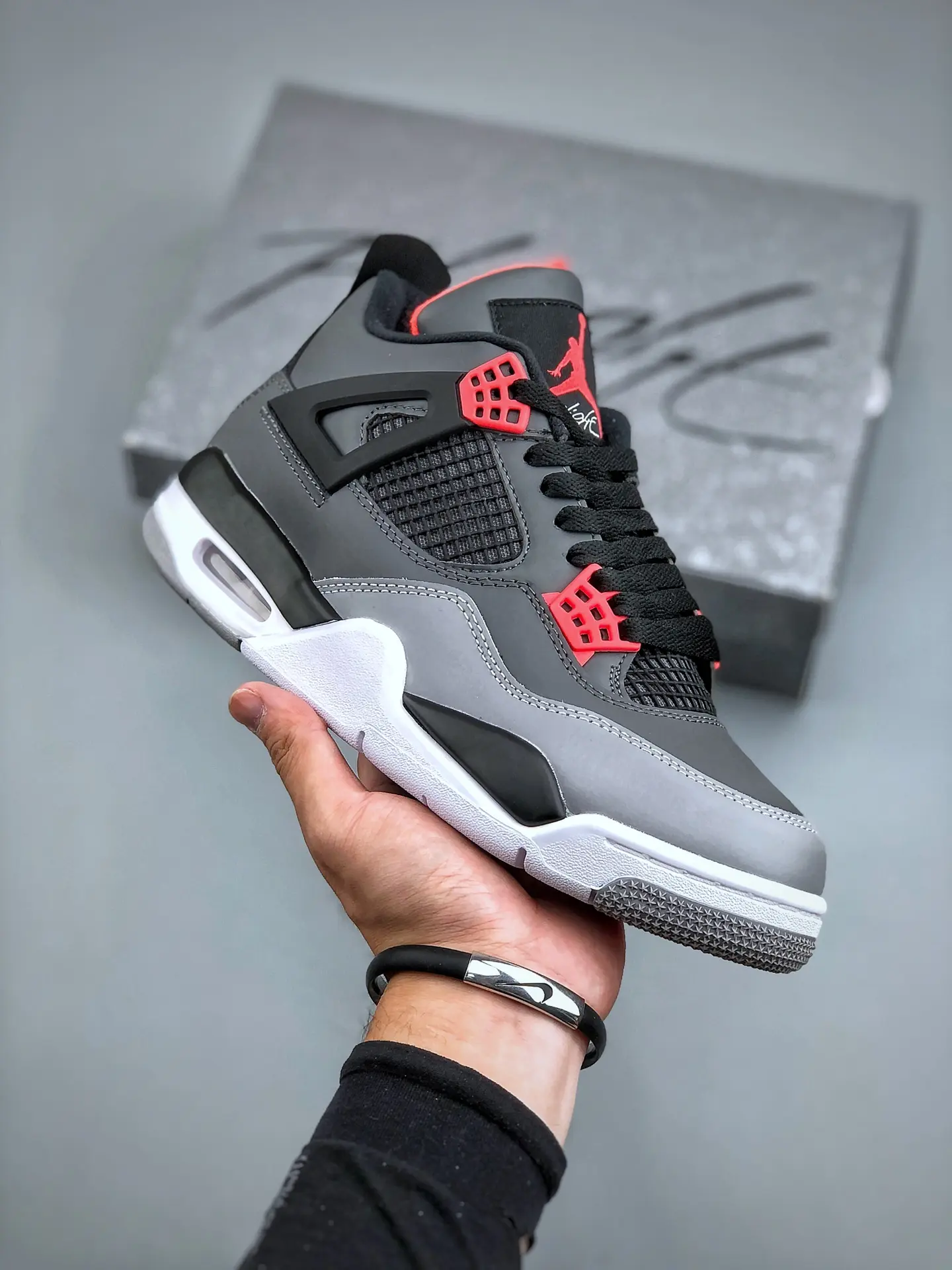 Unisex Replica Air Jordan 4 Retro Military Black Sneakers - $59.63 | YtaYta