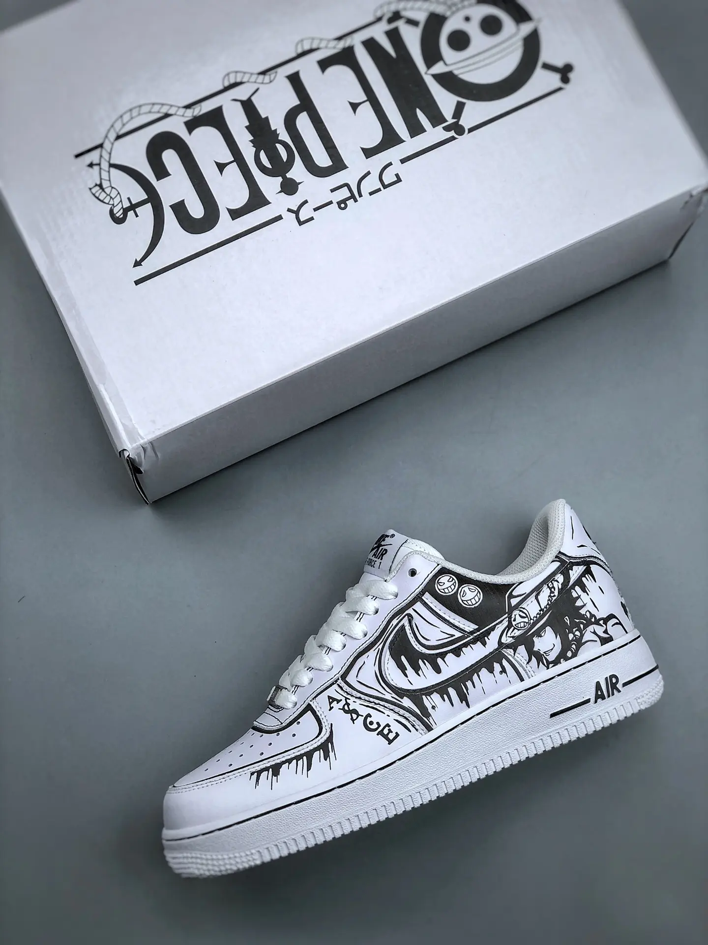 Custom Anime Nike Air Force 1: One Piece Low White Black Replica | YtaYta