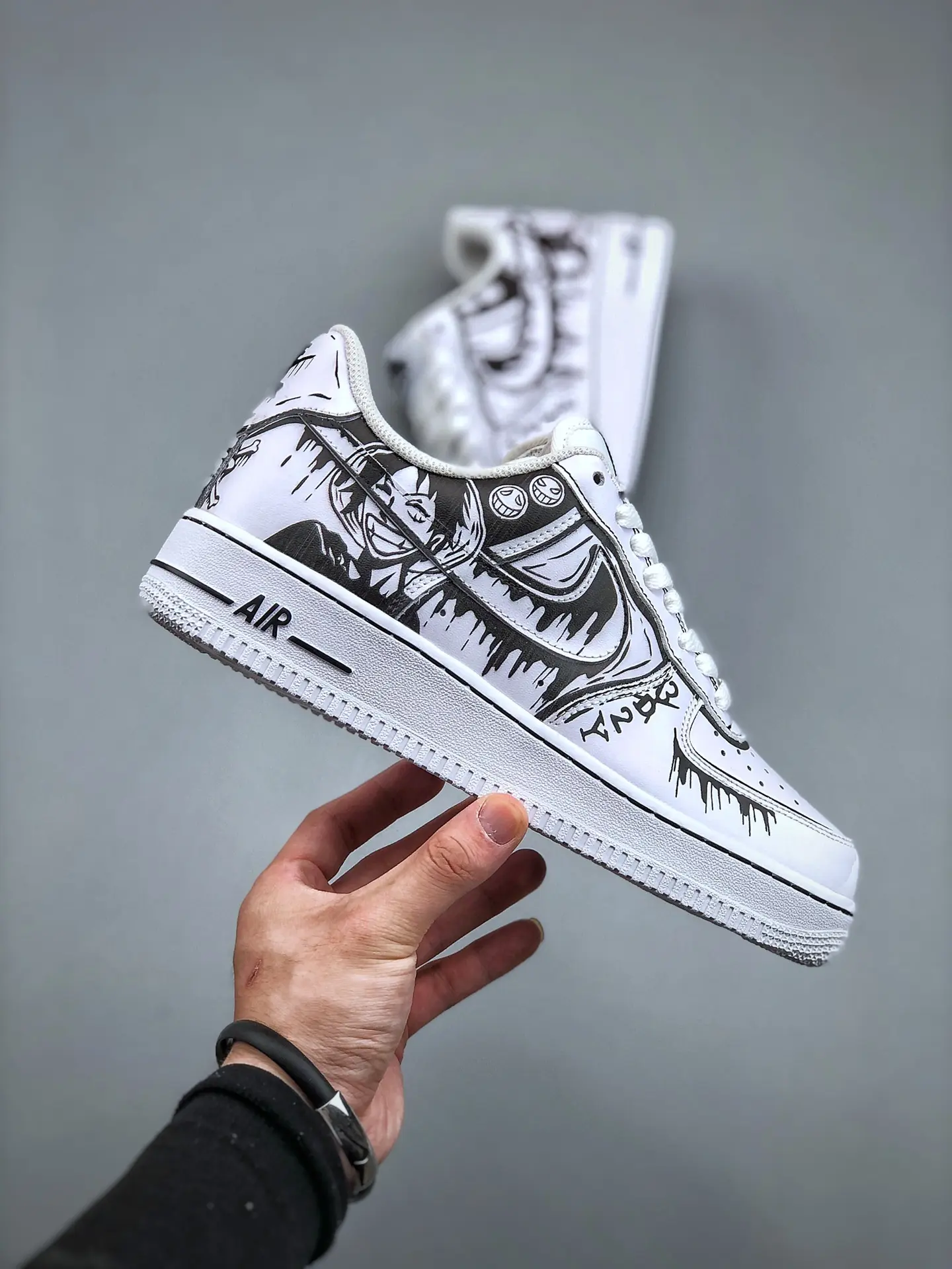 Custom Anime Nike Air Force 1: One Piece Low White Black Replica | YtaYta