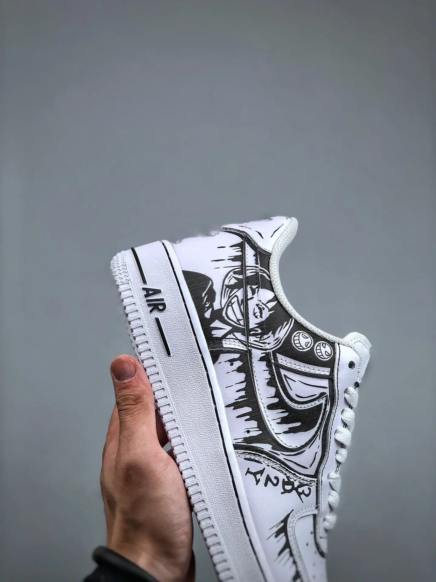 Custom Anime Nike Air Force 1: One Piece Low White Black Replica | YtaYta