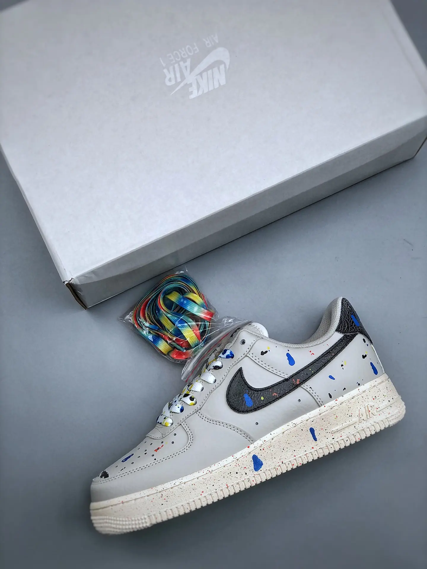 Nike Air Force 1 '07 LV8 Paint Splatter Light Bone Black Replica Review | YtaYta