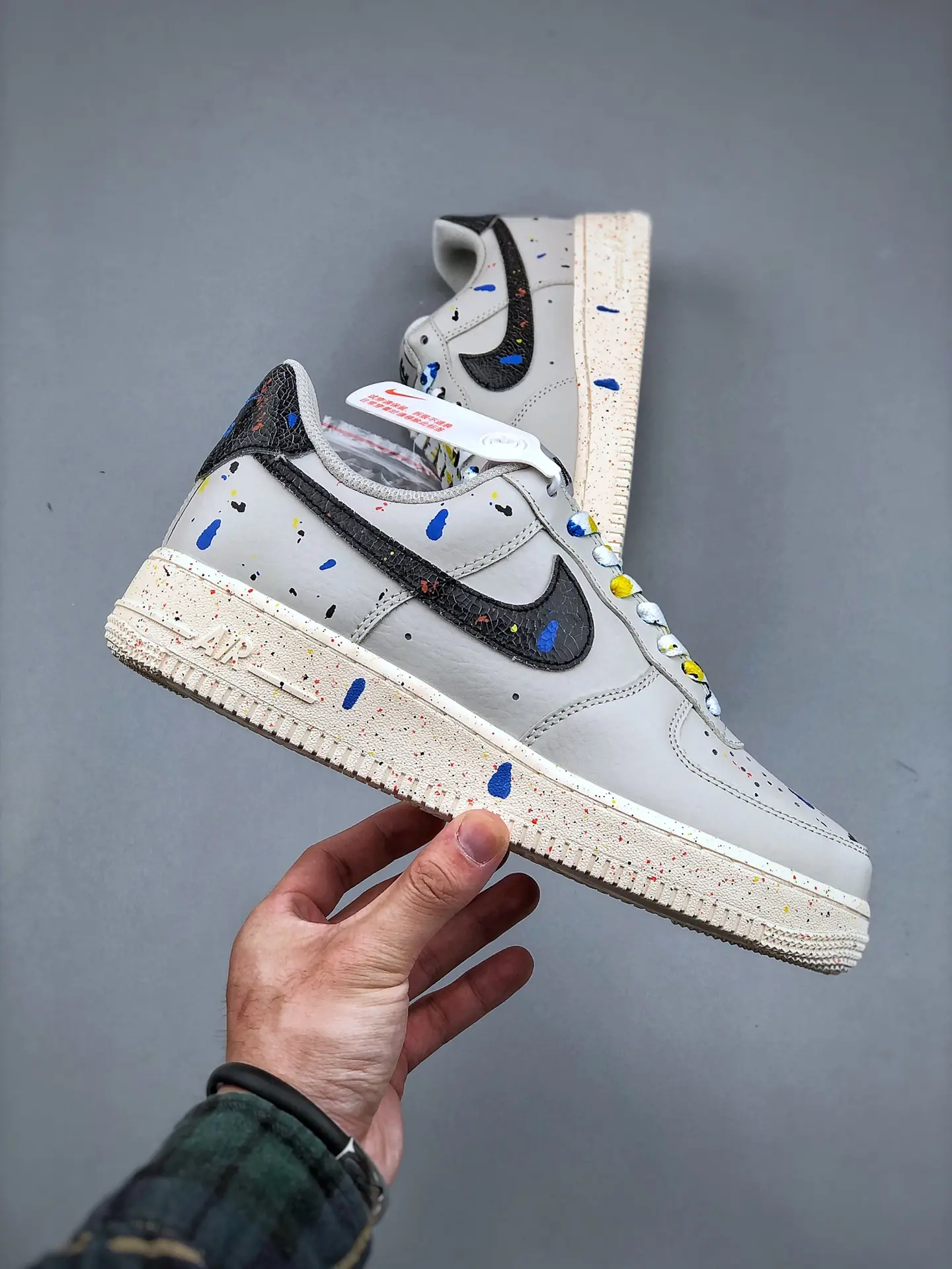 Nike Air Force 1 '07 LV8 Paint Splatter Light Bone Black Replica Review | YtaYta