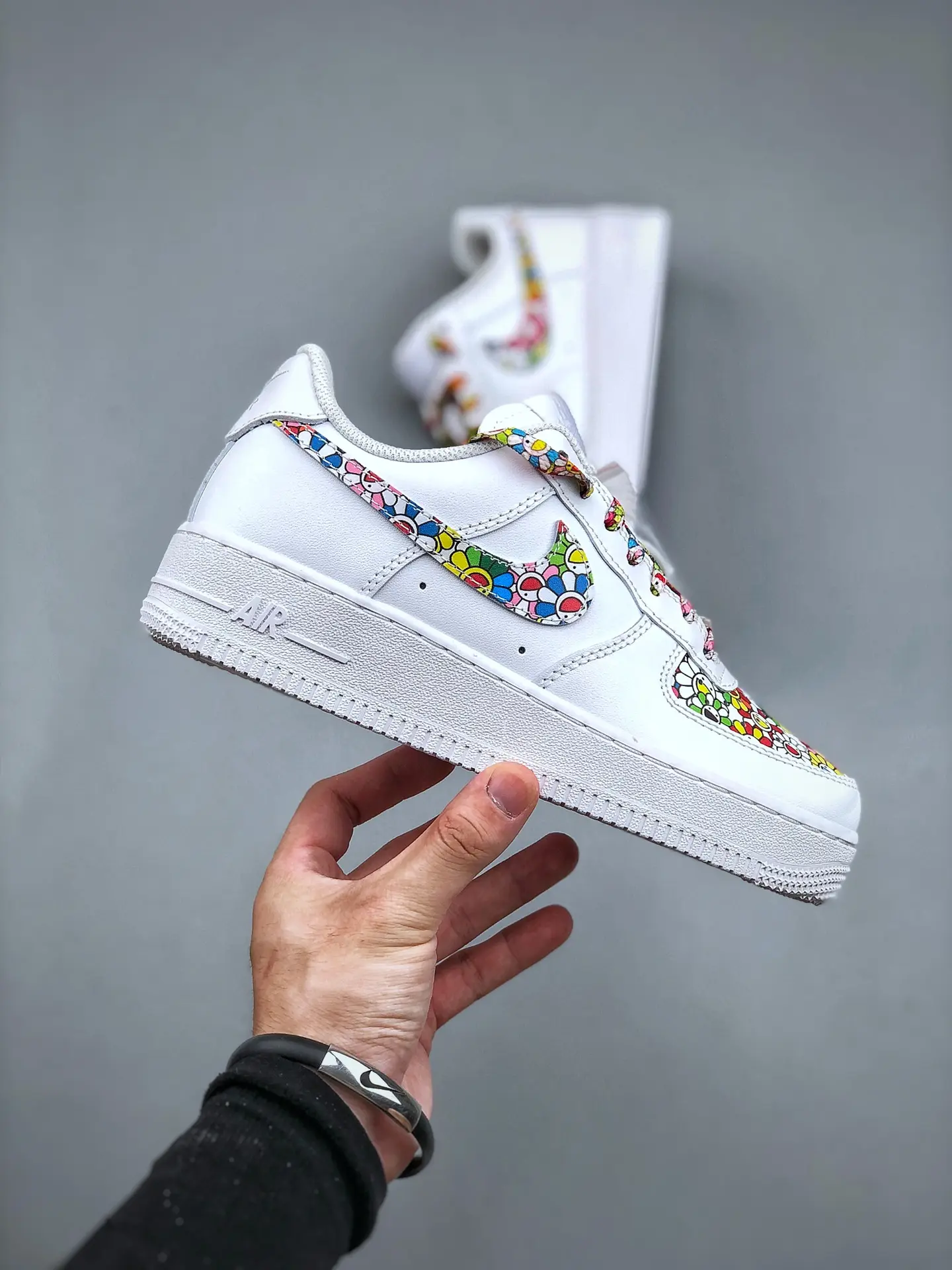 Custom Takashi Murakami Air Force 1 Sneakers: White Multi Color Replica | YtaYta