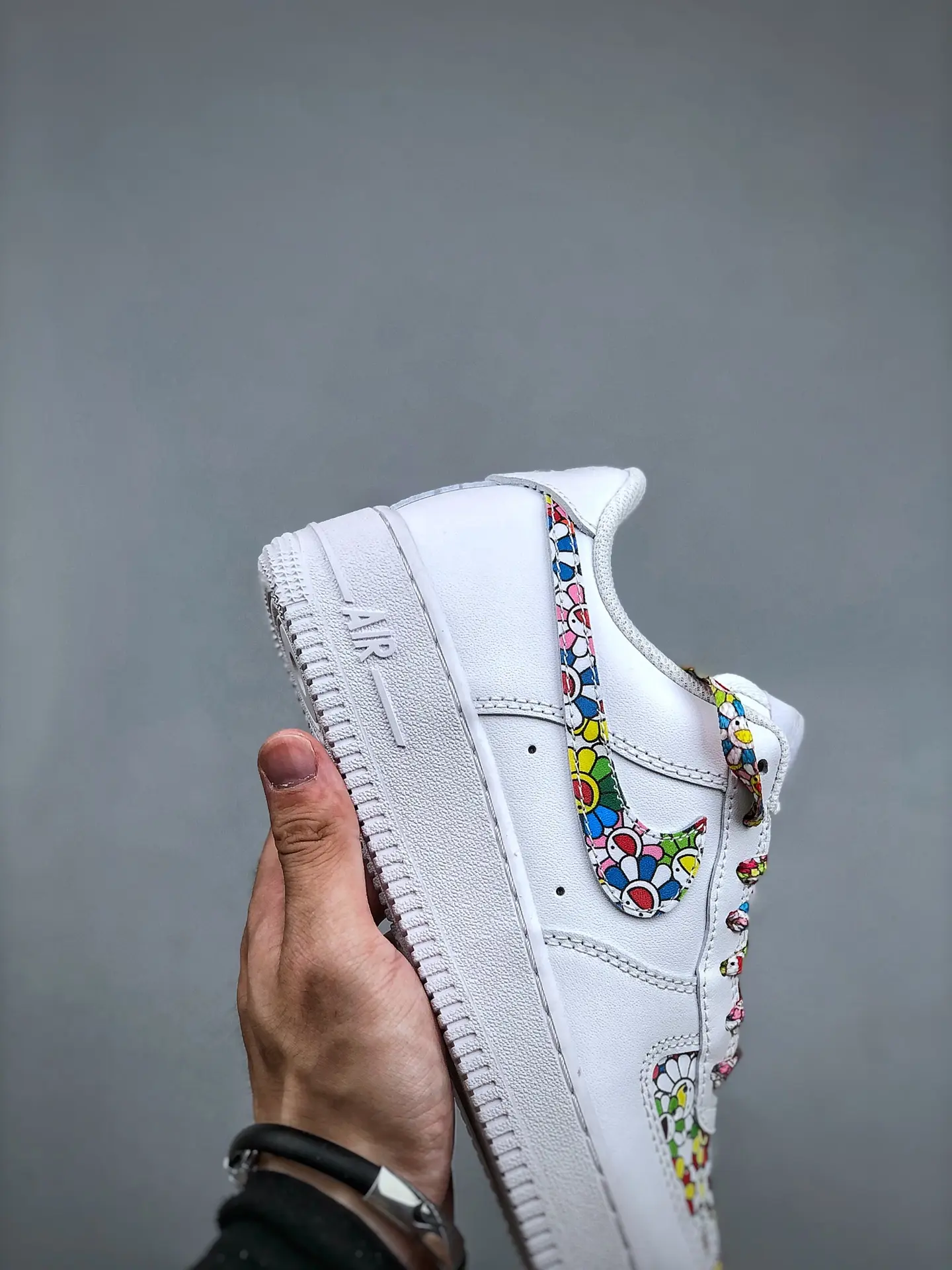 Custom Takashi Murakami Air Force 1 Sneakers: White Multi Color Replica | YtaYta