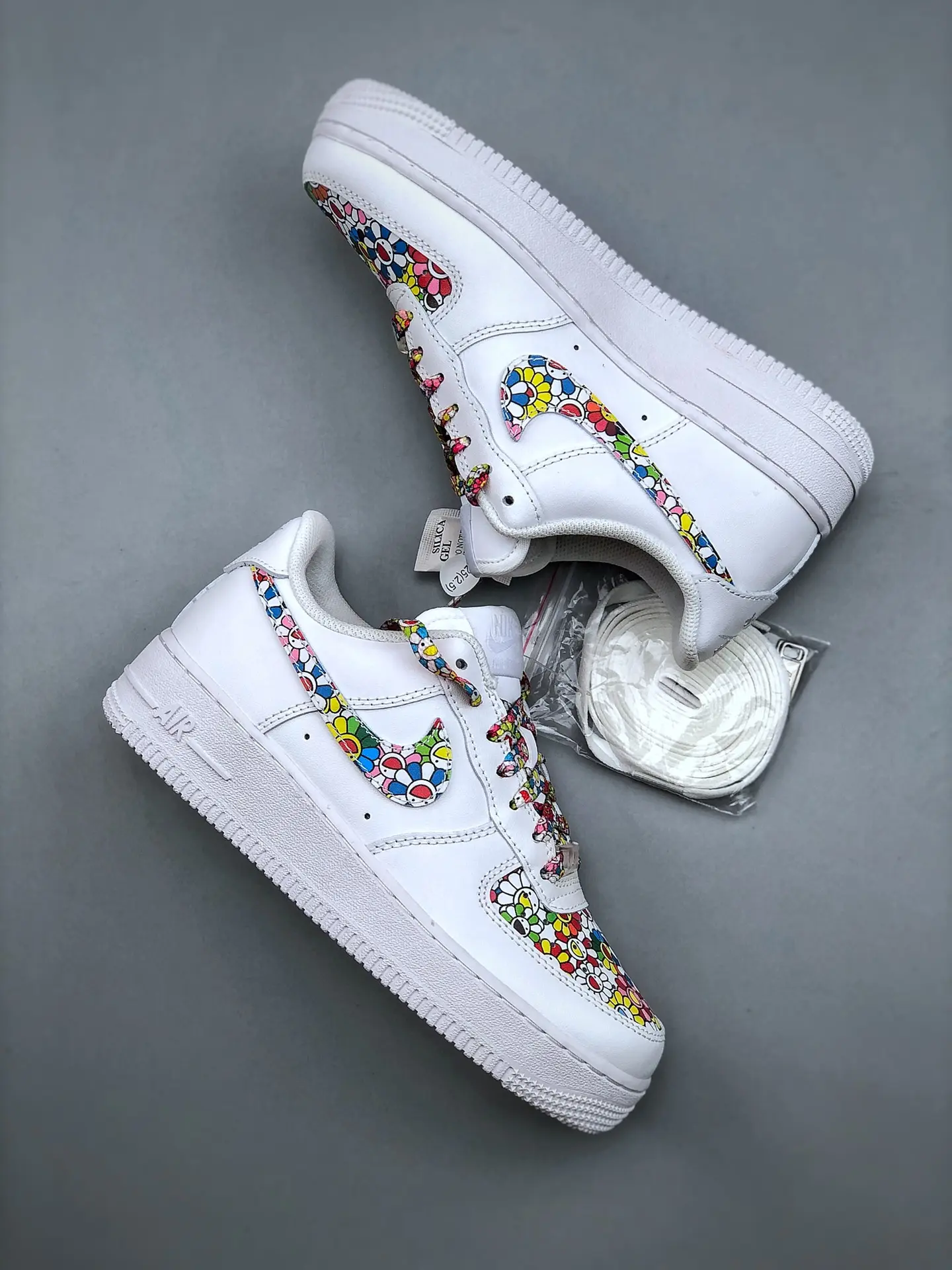 Custom Takashi Murakami Air Force 1 Sneakers: White Multi Color Replica | YtaYta