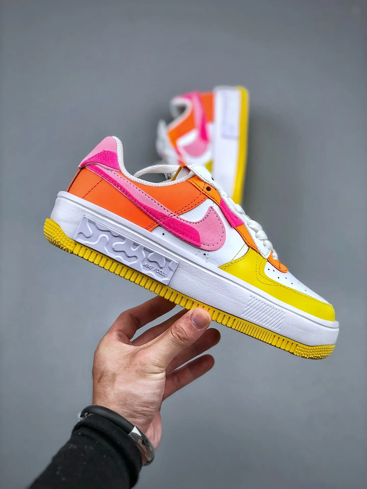 Hand Customized Nike Air Force 1 Fontanka Pink/Yellow Replica | YtaYta