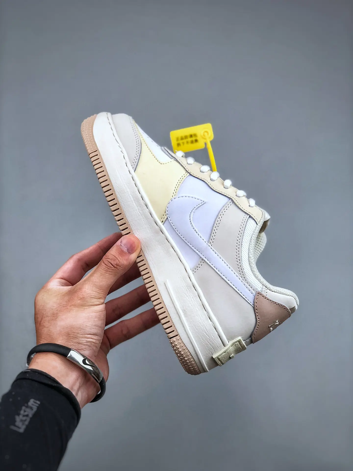 Replica Fake Rep Air Force Nike Air Force 1 Shadow 'White Fossil Stone' (WMNS) Mocha Beige Custom Air Force 1 Sneakers | YtaYta