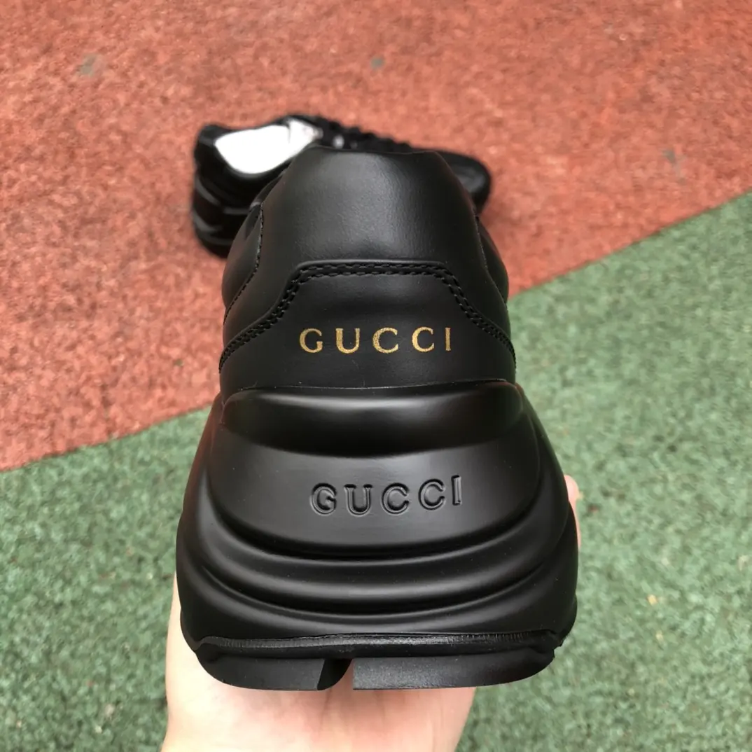 Gucci Men's Rhyton Black Leather Logo Sneakers Shoes Review | YtaYta