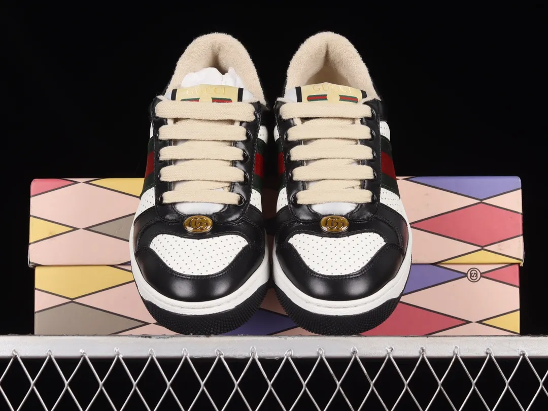 Replica Gucci Men's Screener Sneakers: Black, Leather, 2022-23 FW | YtaYta