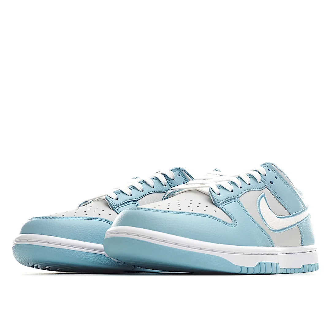 Nike Dunk Low Sneakers Replica - Light Blue Grey Fleece Swoosh | YtaYta