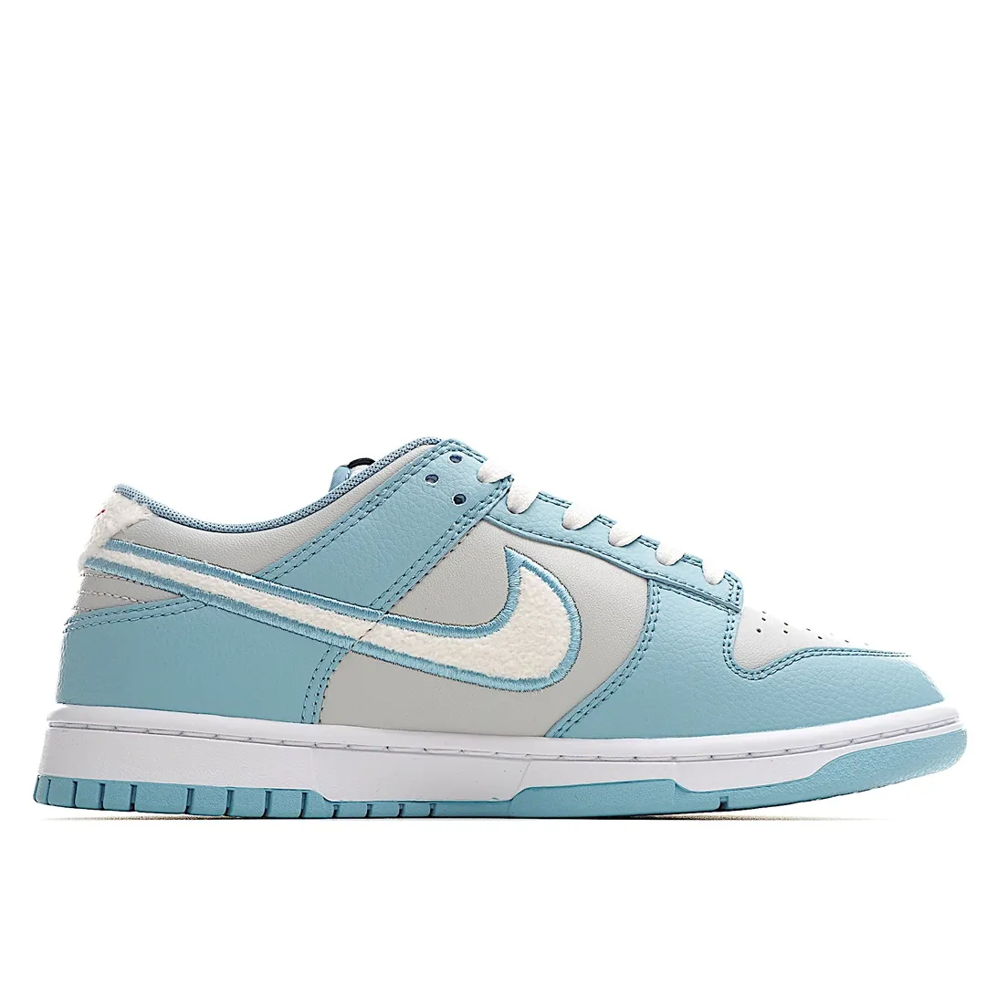 Nike Dunk Low Sneakers Replica - Light Blue Grey Fleece Swoosh | YtaYta