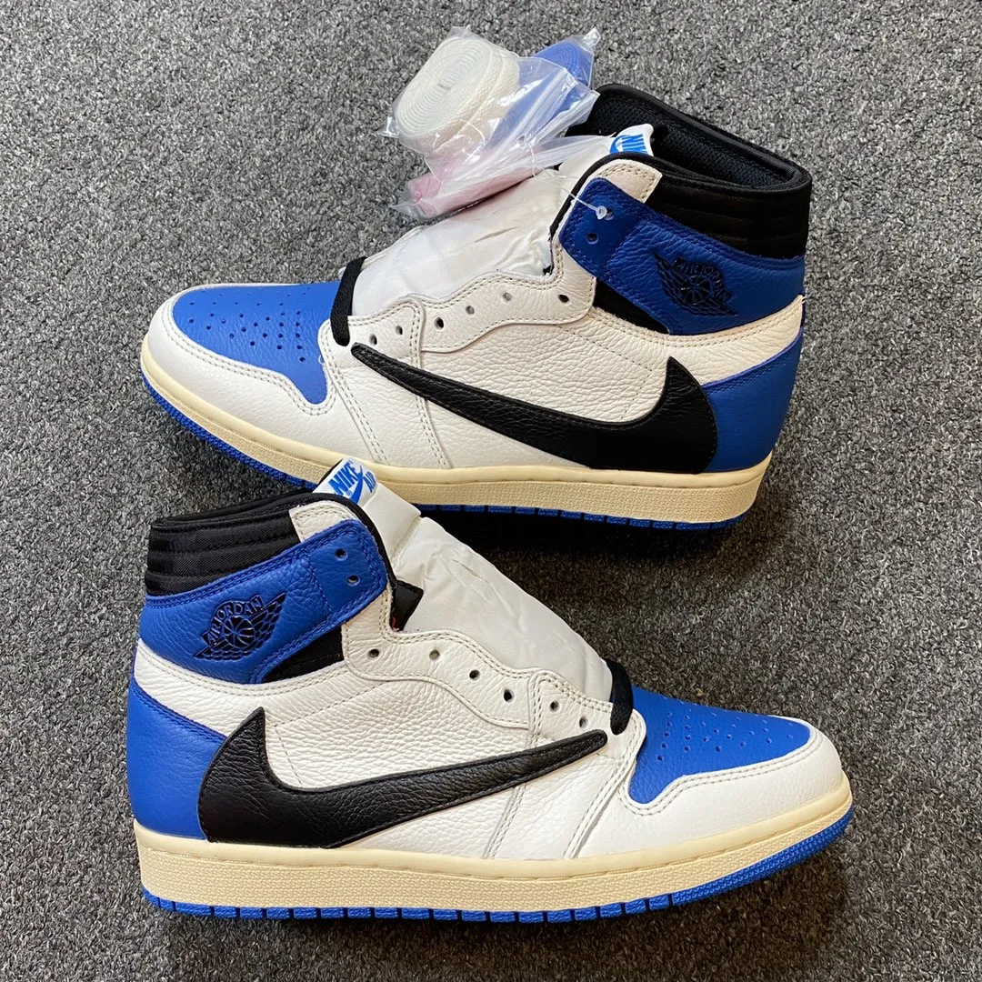 Travis Scott x Fragment x Air Jordan 1 High OG Replica: Sail/Black/Military Blue/Shy Pink | YtaYta