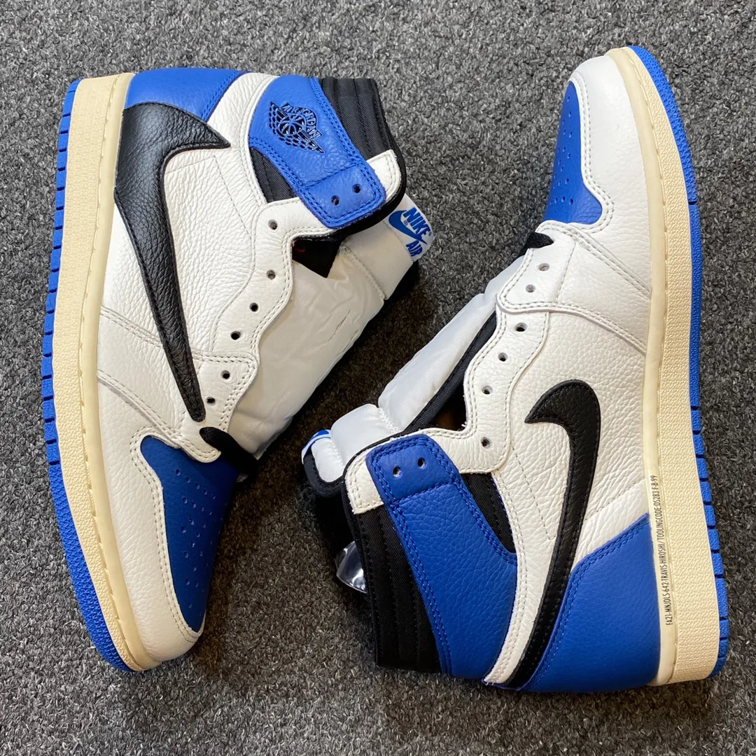 Travis Scott x Fragment x Air Jordan 1 High OG Replica: Sail/Black/Military Blue/Shy Pink | YtaYta