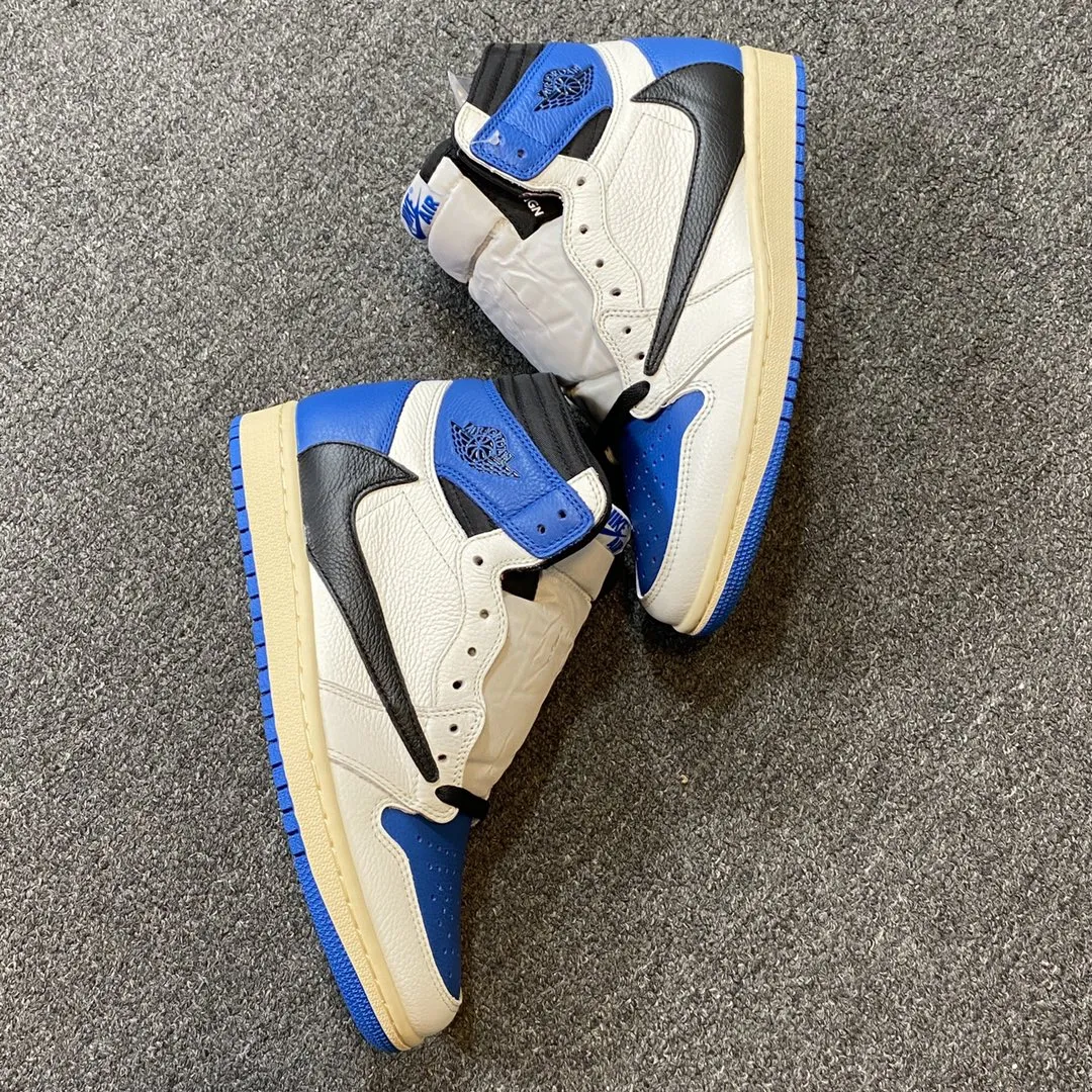 Travis Scott x Fragment x Air Jordan 1 High OG Replica: Sail/Black/Military Blue/Shy Pink | YtaYta