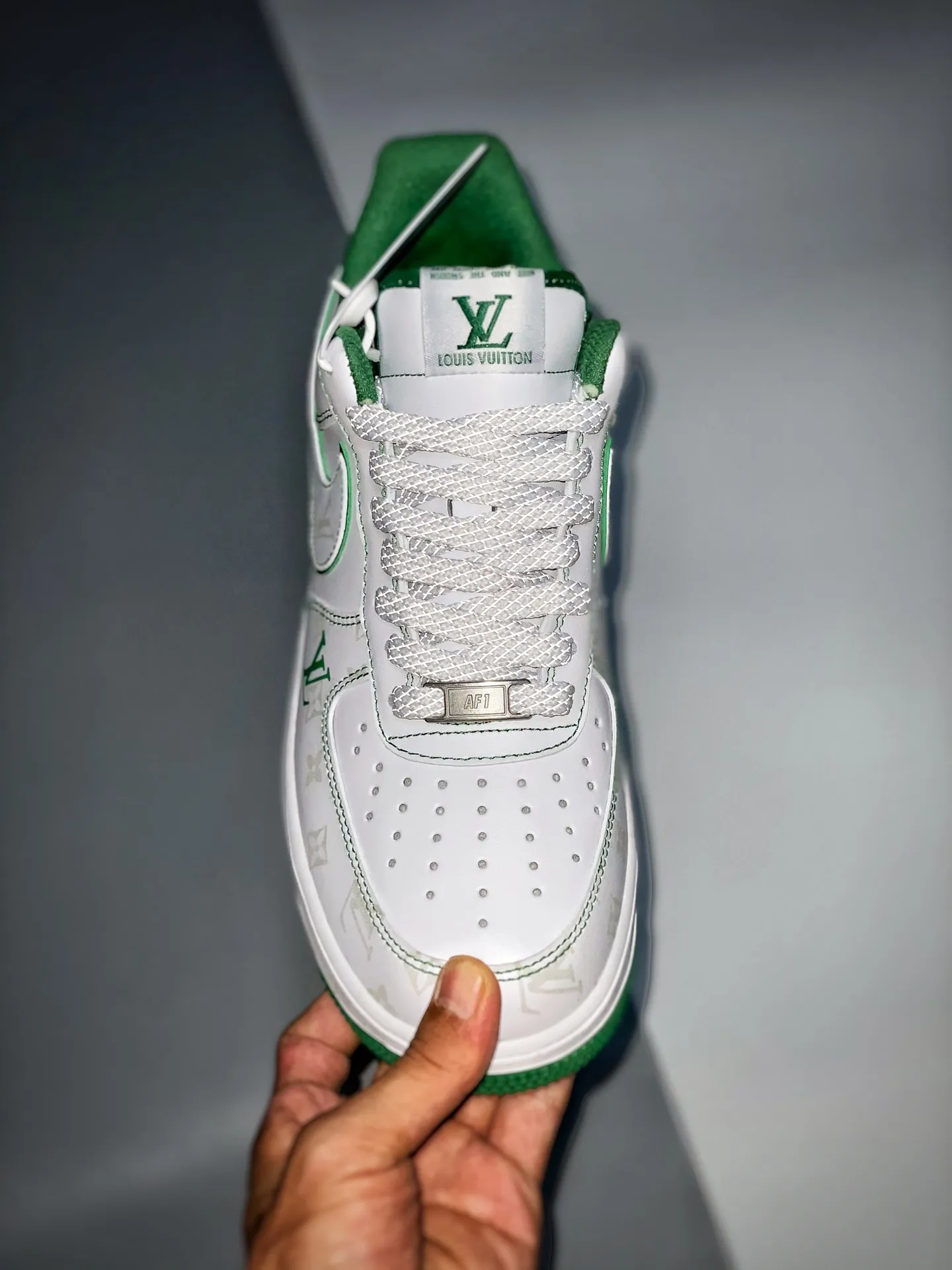 Exploring the Trend: Replica Louis Vuitton x Nike Air Force 1 in White, Green, and Grey | YtaYta