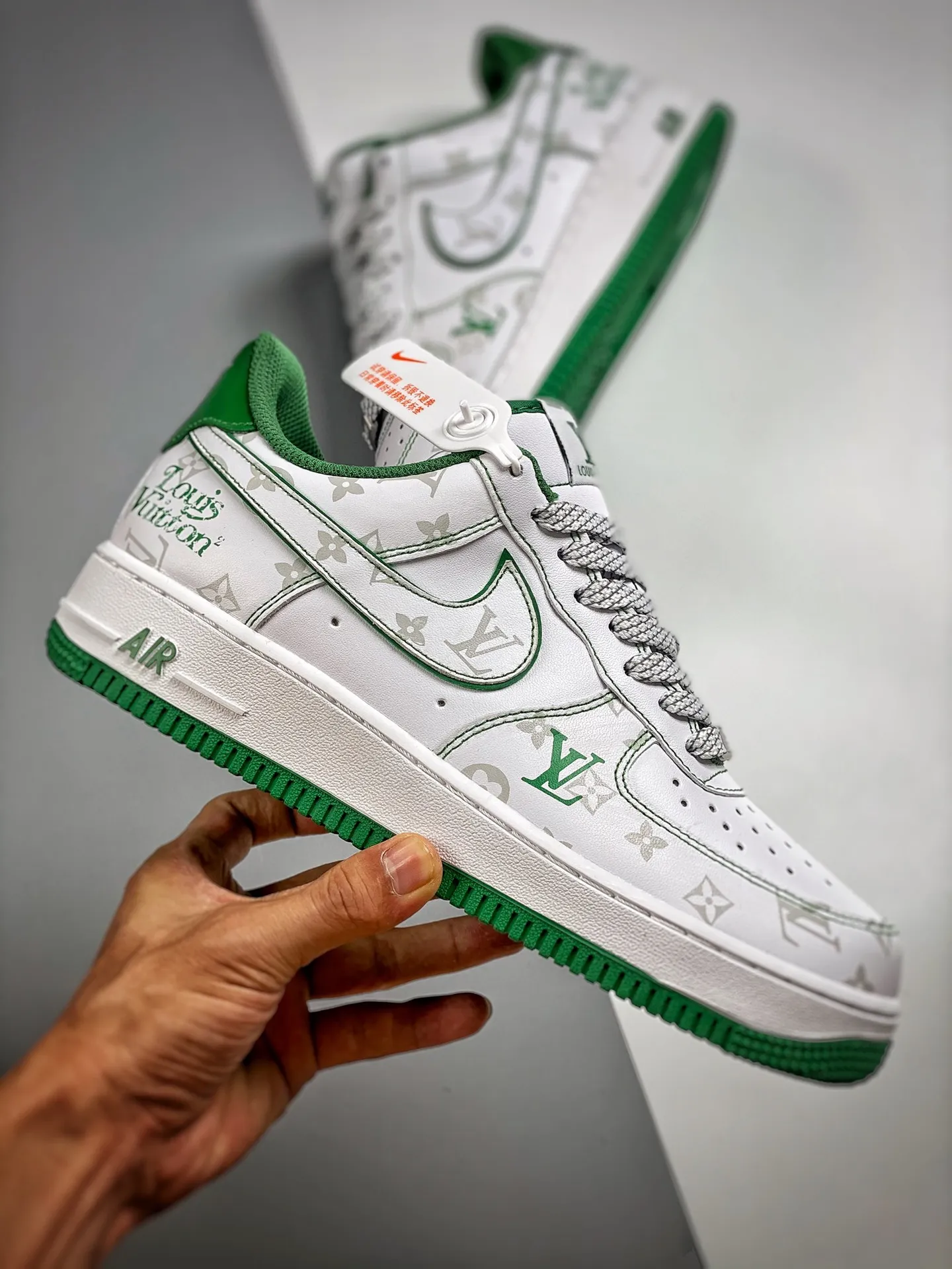 Exploring the Trend: Replica Louis Vuitton x Nike Air Force 1 in White, Green, and Grey | YtaYta