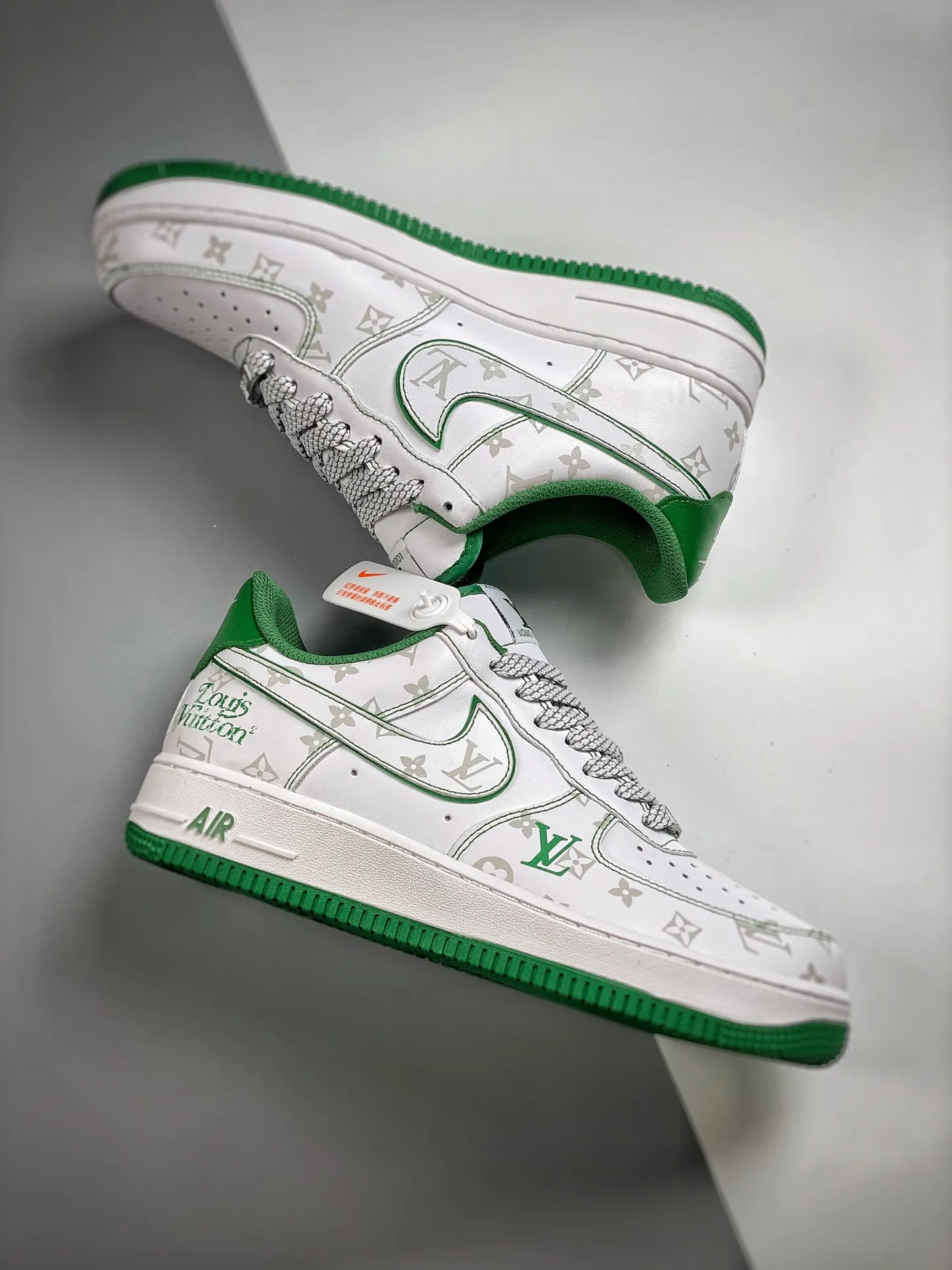 Exploring the Trend: Replica Louis Vuitton x Nike Air Force 1 in White, Green, and Grey | YtaYta