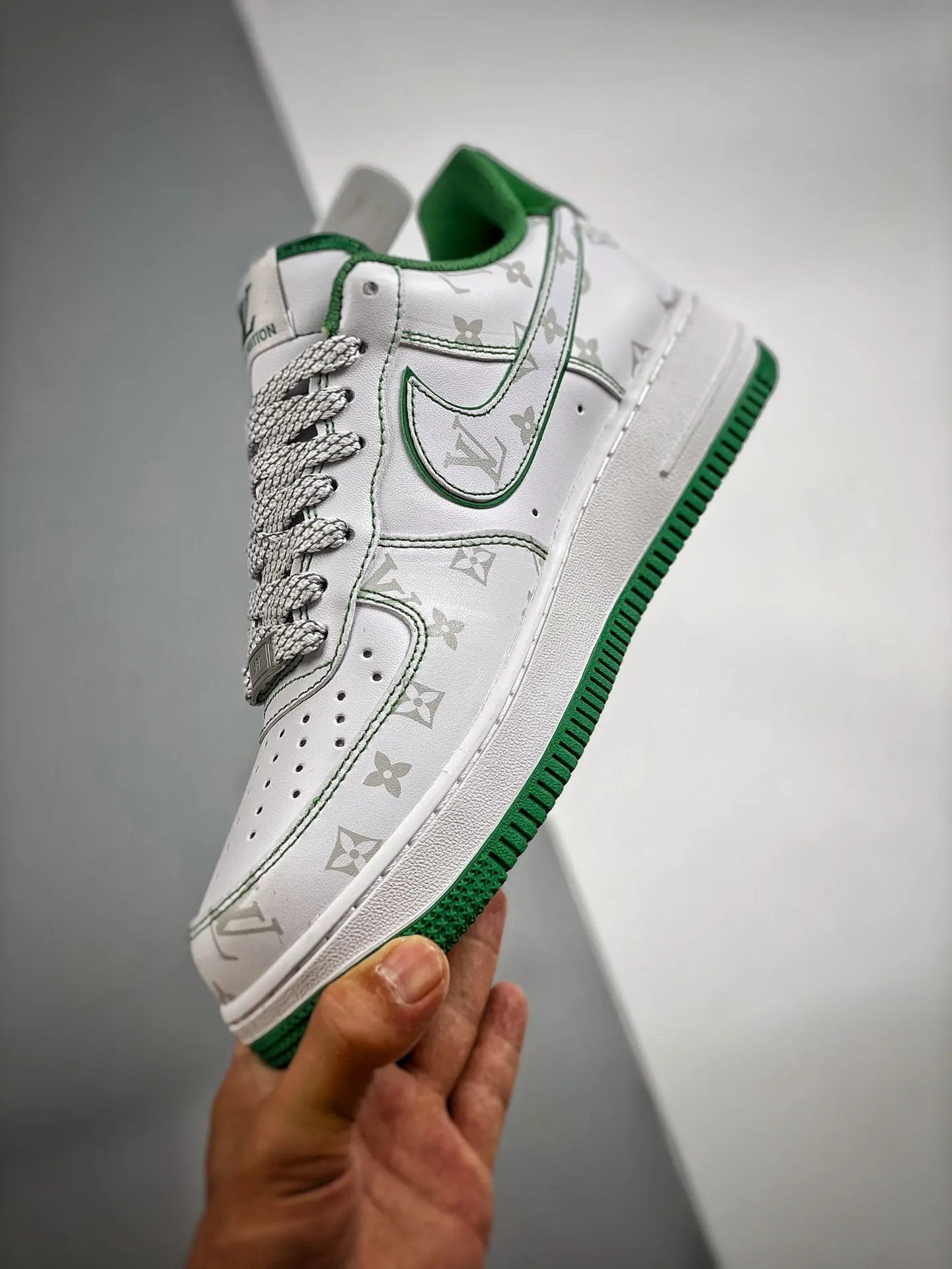 Exploring the Trend: Replica Louis Vuitton x Nike Air Force 1 in White, Green, and Grey | YtaYta