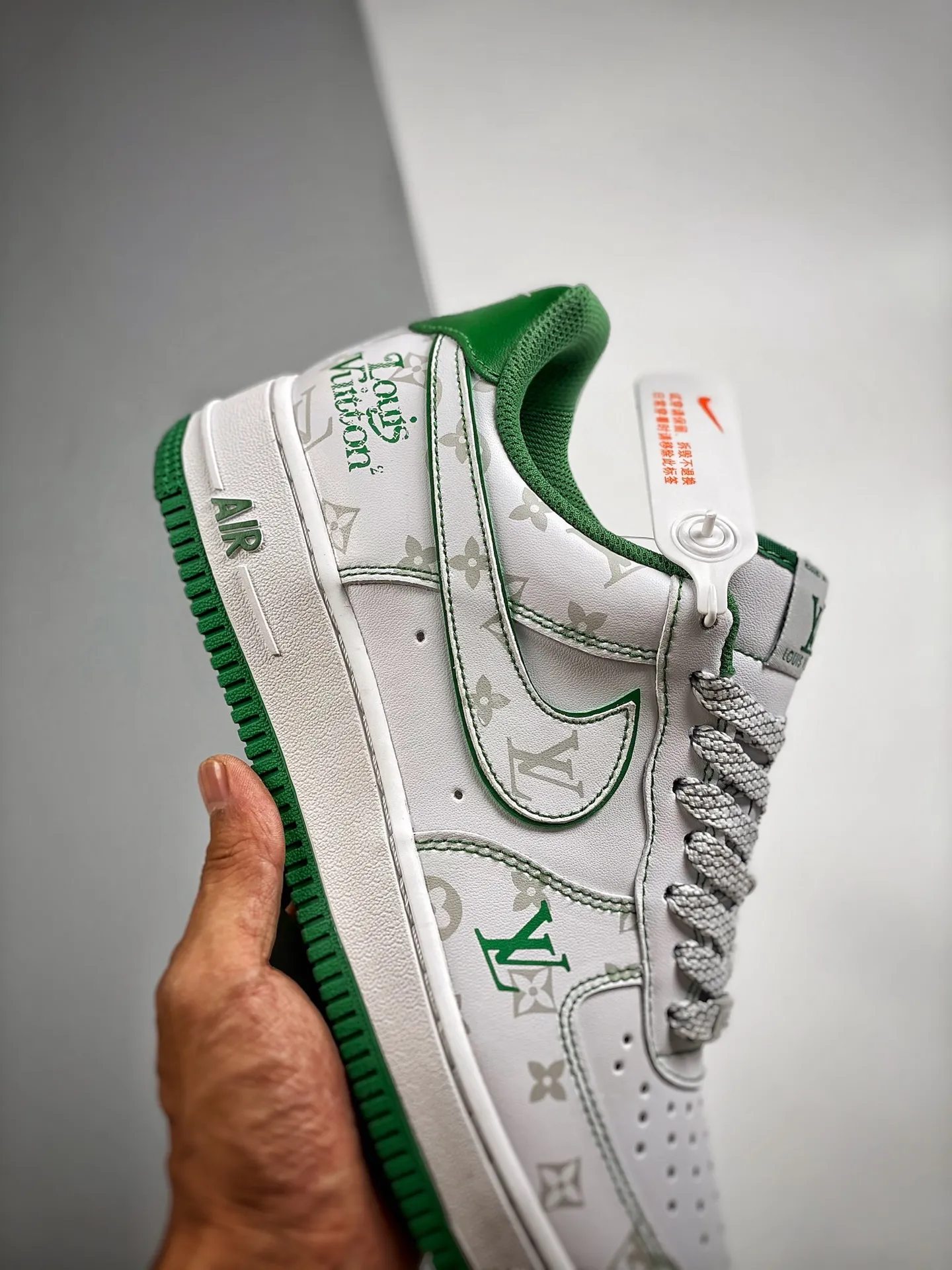 Exploring the Trend: Replica Louis Vuitton x Nike Air Force 1 in White, Green, and Grey | YtaYta