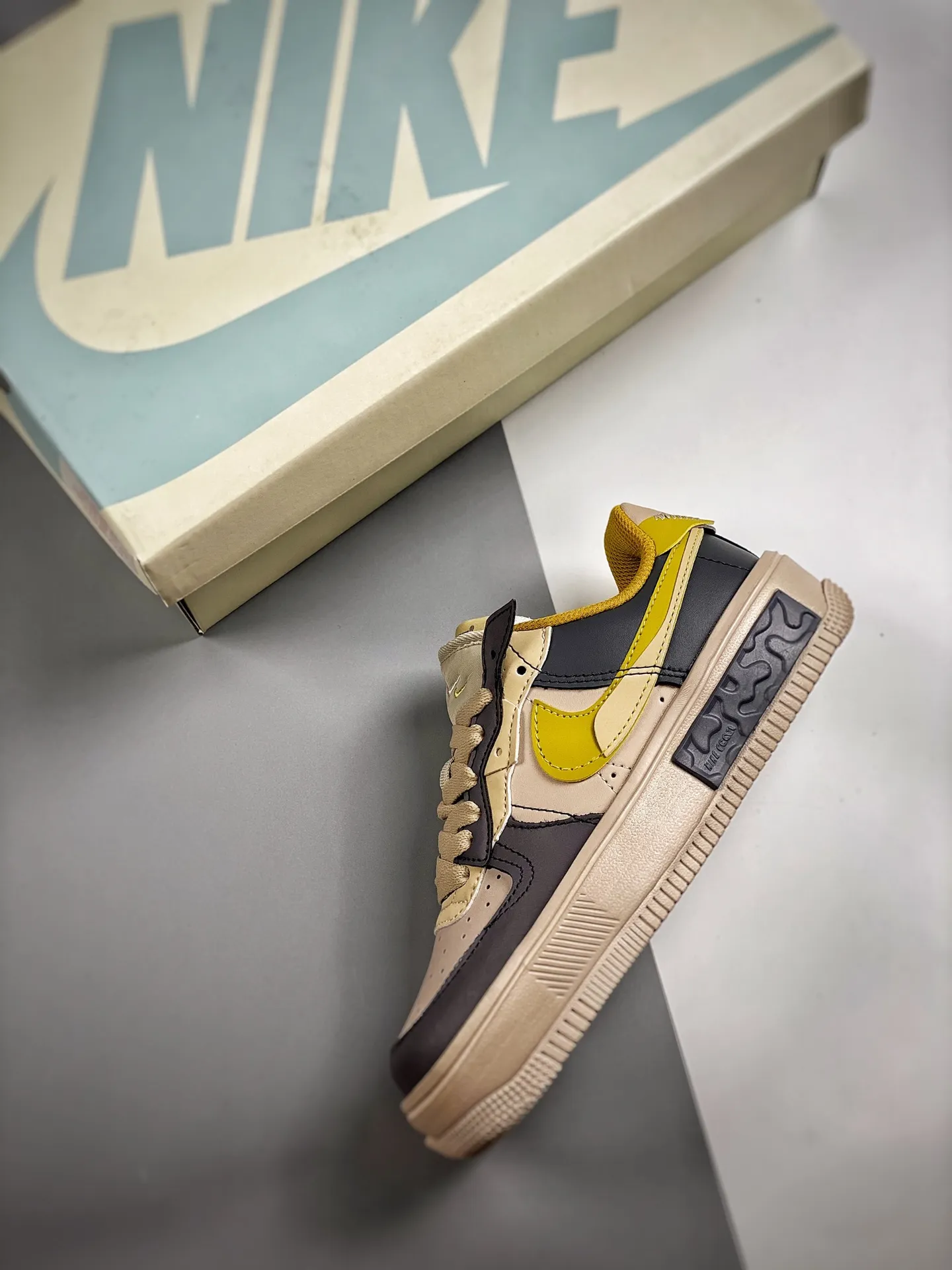 Nike Air Force 1 Fontanka Low Dark Wolf Grey Yellow Replica | YtaYta