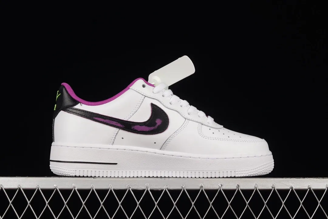 Nike Air Force 1 LV8 Kids' Shoes: White/Black-Vivid Purple Replica | YtaYta