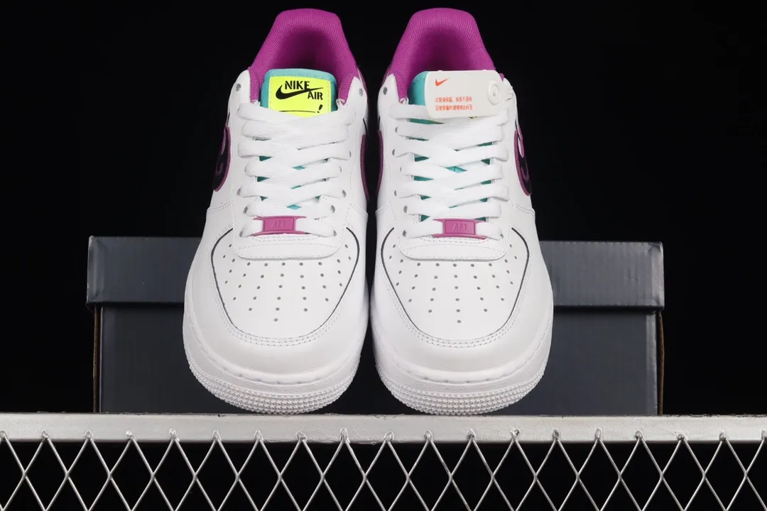 Nike Air Force 1 LV8 Kids' Shoes: White/Black-Vivid Purple Replica | YtaYta