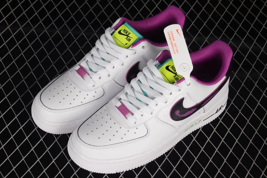 Nike Air Force 1 LV8 Kids' Shoes: White/Black-Vivid Purple Replica | YtaYta