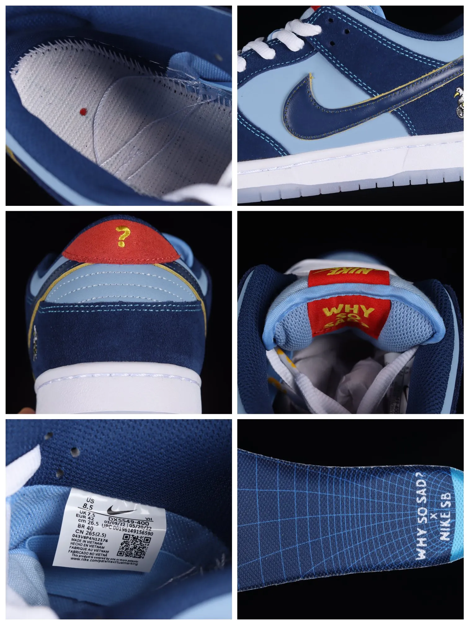 Nike SB Dunk Low 'Why So Sad?' Fake Rep Review: Coastal Blue/Speed Yellow-University Red | YtaYta