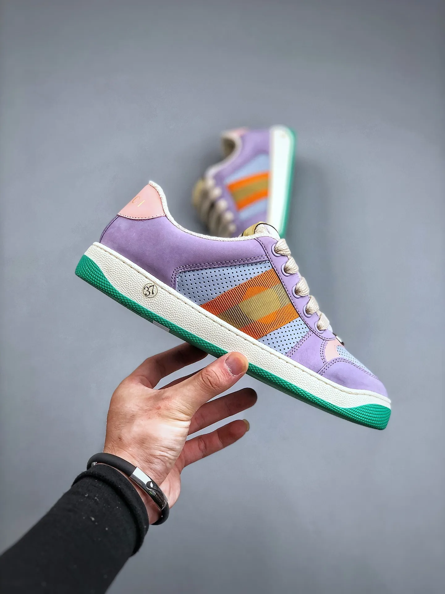 Luxury Rep Gucci Screener Sneakers - Green, Obsidian, Grey & Strawberry | YtaYta