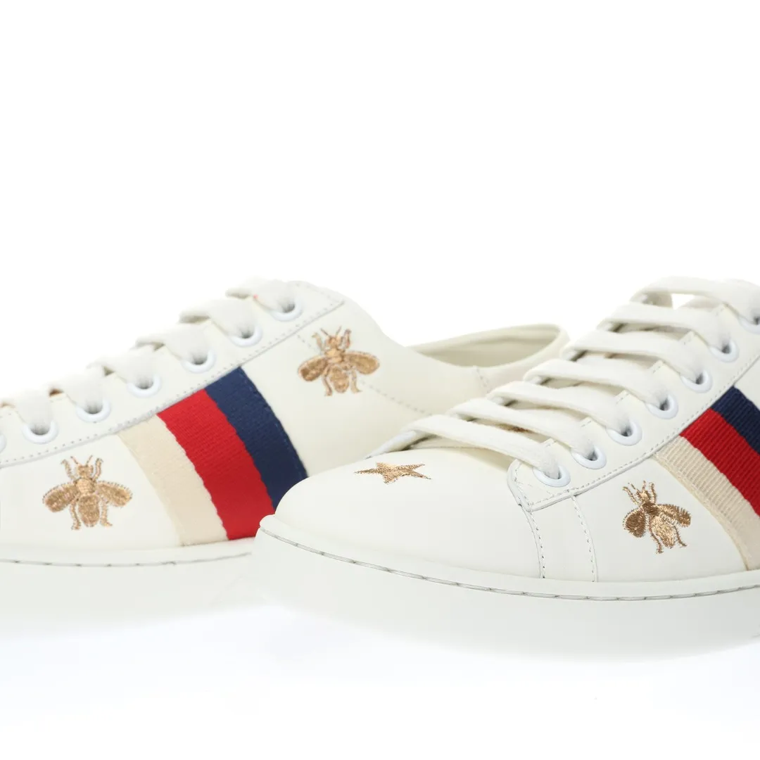 Gucci Ace White Leather Bees & Stars Embroidered Sneakers - Replica Review | YtaYta