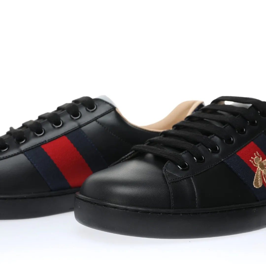 Exploring Fake Rep Replica Gucci Black Leather Ace Sneakers | YtaYta