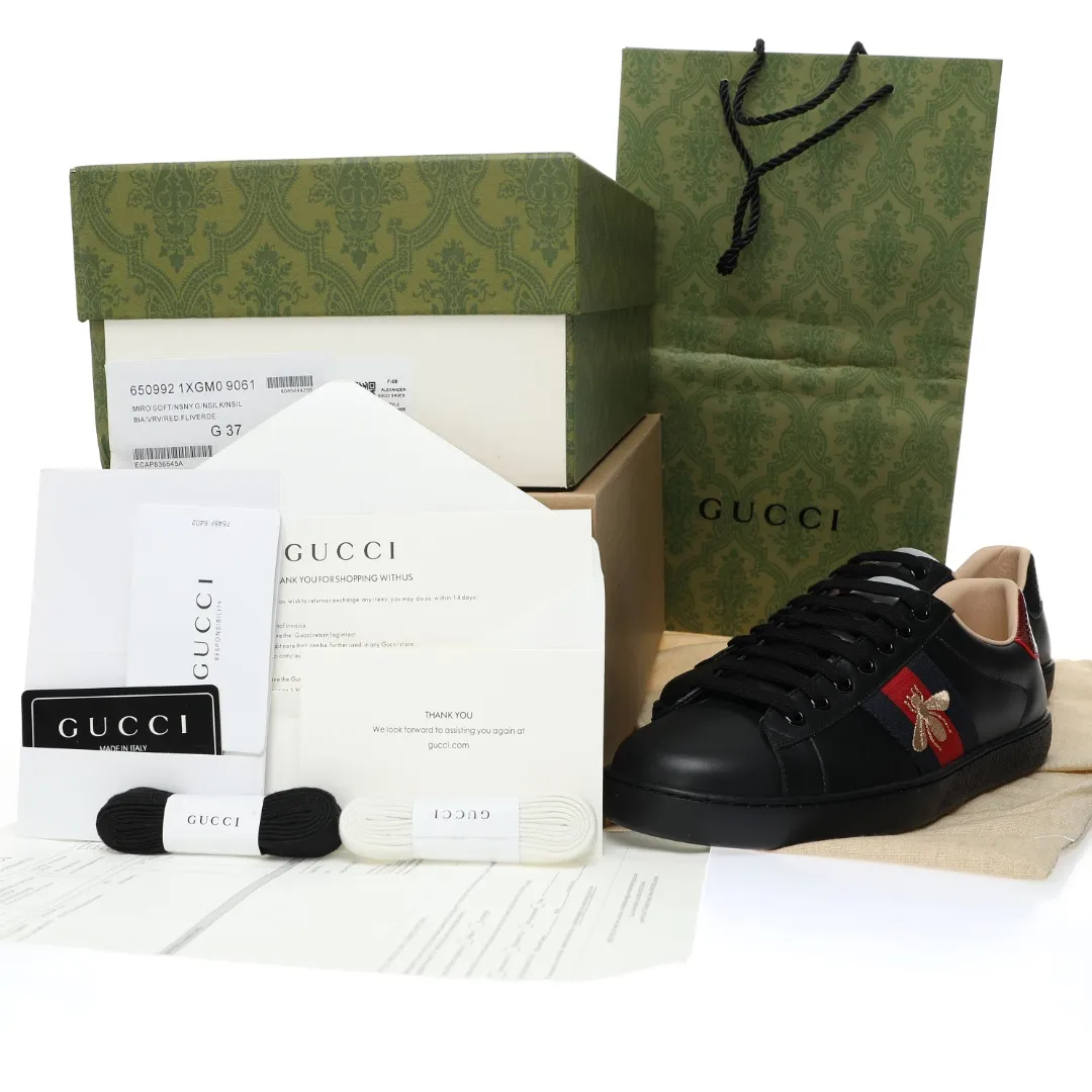 Exploring Fake Rep Replica Gucci Black Leather Ace Sneakers | YtaYta