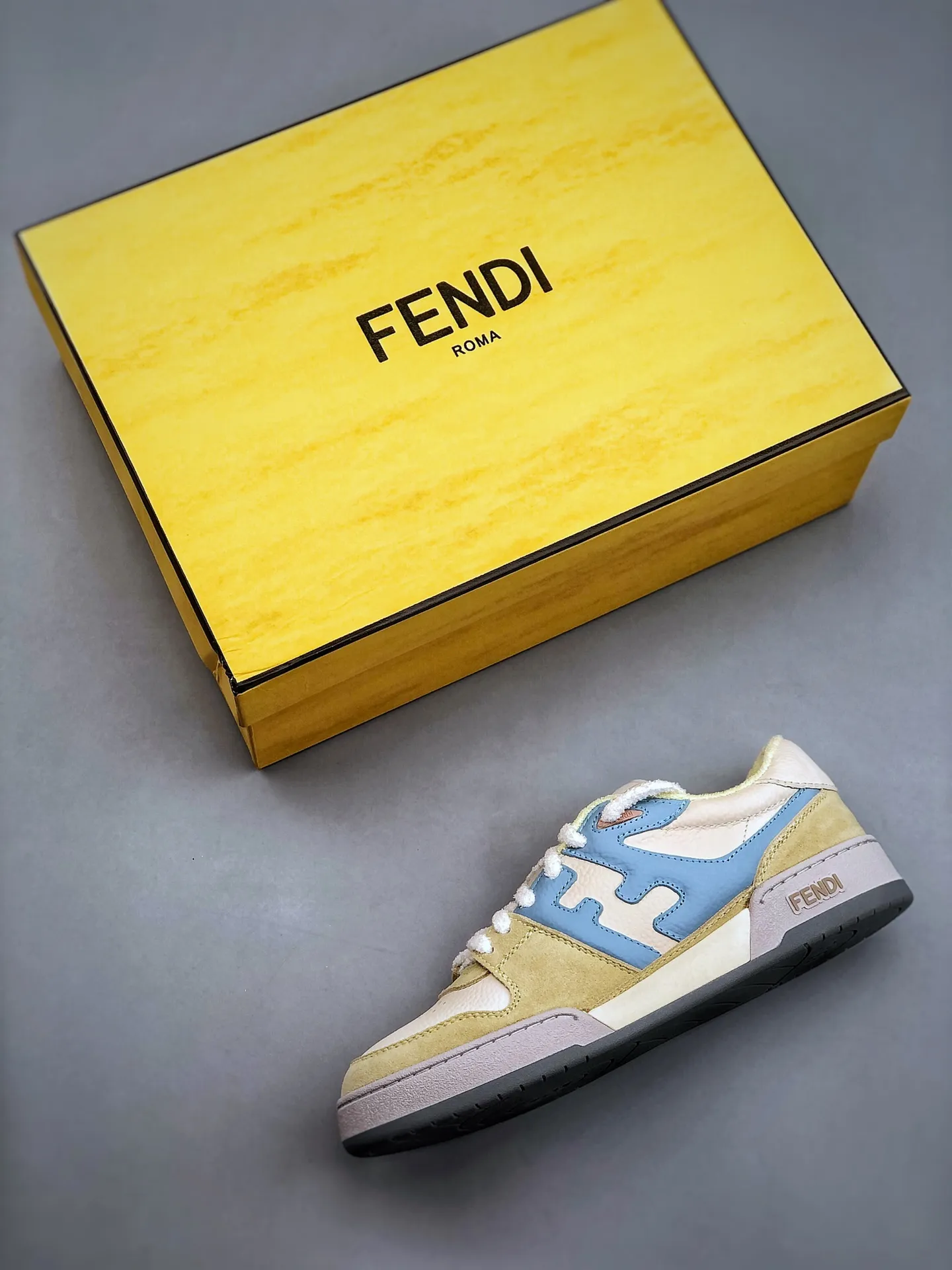 Fake Rep Replica Fendi Match Yellow Suede Sneakers | YtaYta