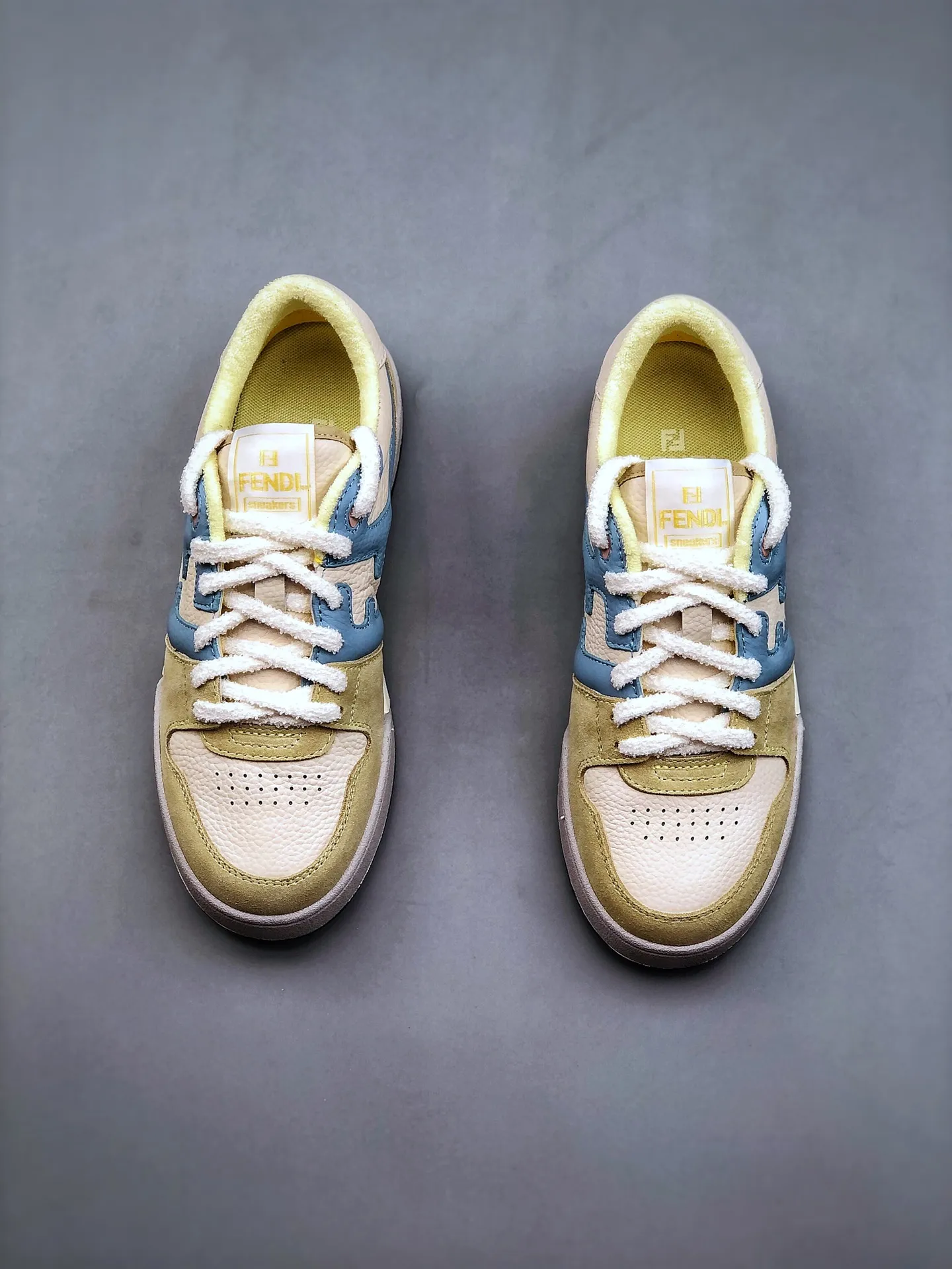 Fake Rep Replica Fendi Match Yellow Suede Sneakers | YtaYta