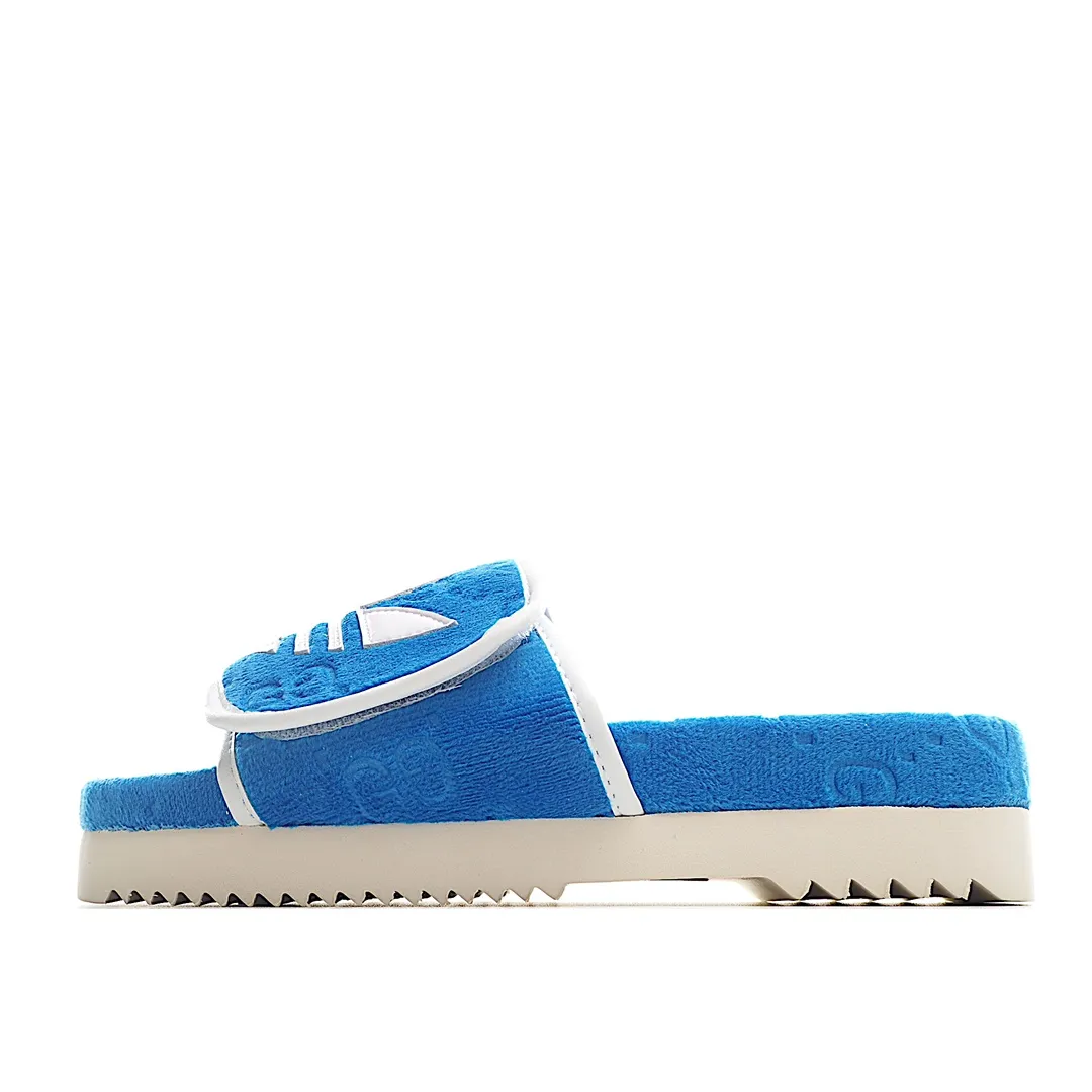 Adidas x Gucci GG Platform Blue Cotton Sponge Sandals Replica Review | YtaYta