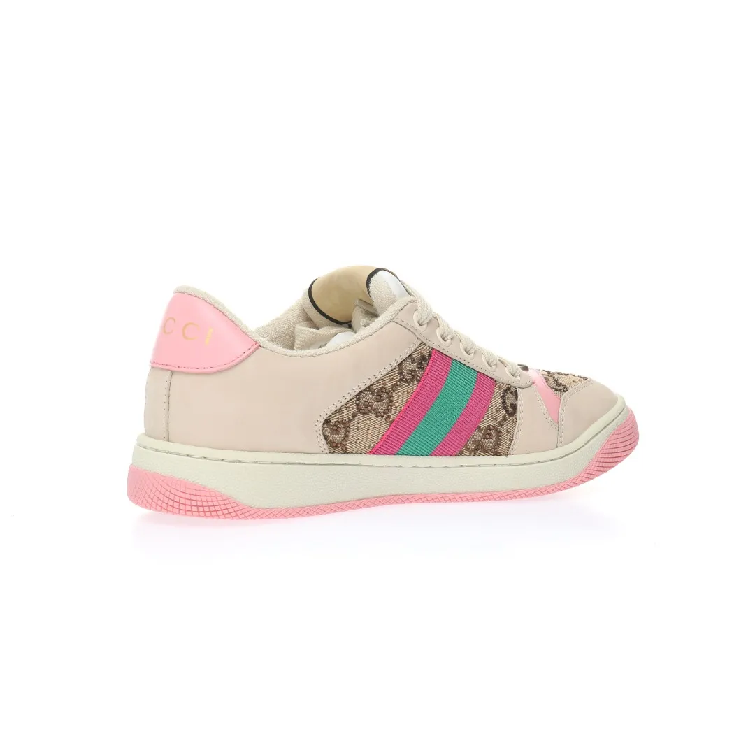 Replica Gucci Women's Screener Sneaker With Crystals, White GG Canvas | YtaYta