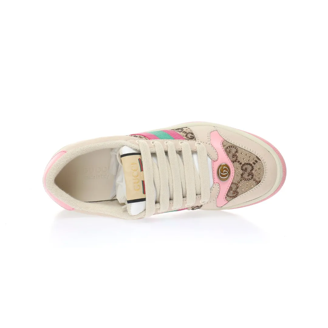 Replica Gucci Women's Screener Sneaker With Crystals, White GG Canvas | YtaYta