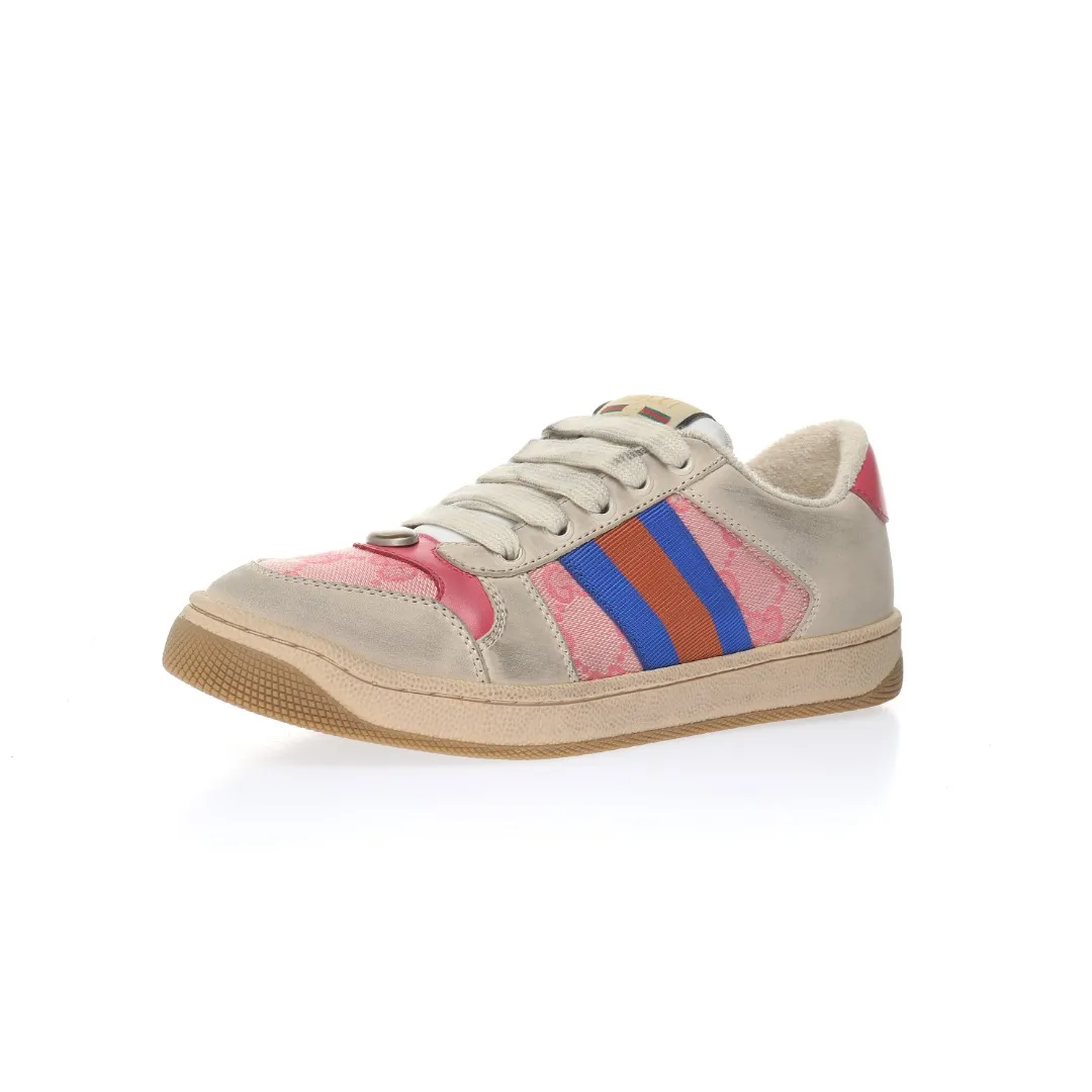 Fake Rep Replica Gucci Leather GG Sneakers Pink | YtaYta