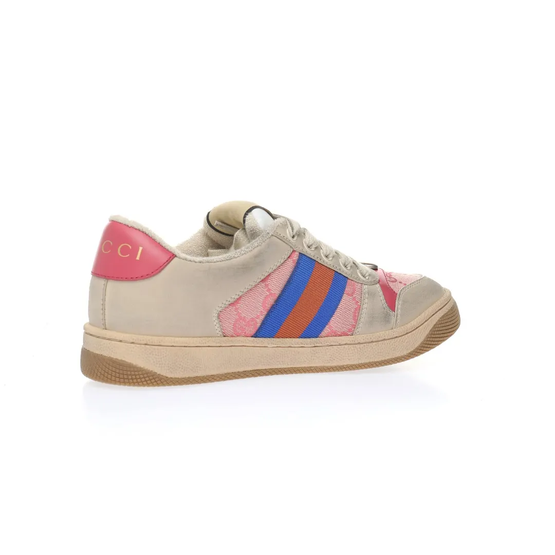 Fake Rep Replica Gucci Leather GG Sneakers Pink | YtaYta