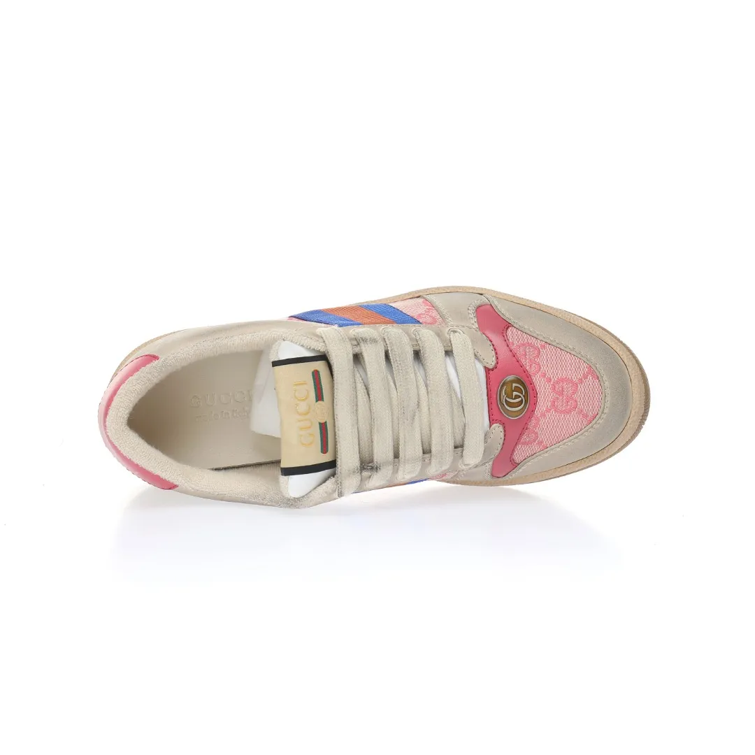 Fake Rep Replica Gucci Leather GG Sneakers Pink | YtaYta