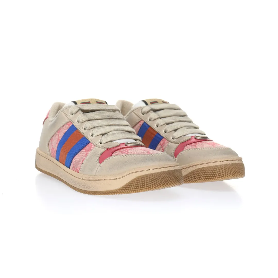 Fake Rep Replica Gucci Leather GG Sneakers Pink | YtaYta