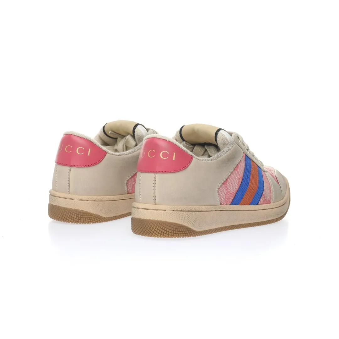 Fake Rep Replica Gucci Leather GG Sneakers Pink | YtaYta