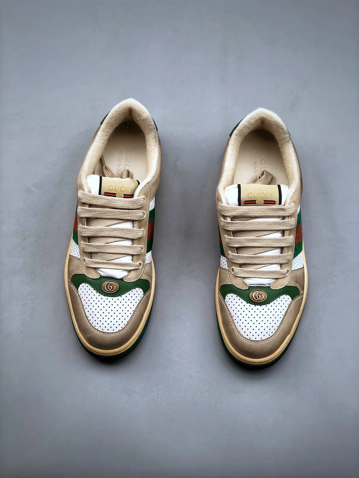 Gucci Virtus Distressed Leather and Webbing Sneakers - Men's White - Fake vs. Original | YtaYta