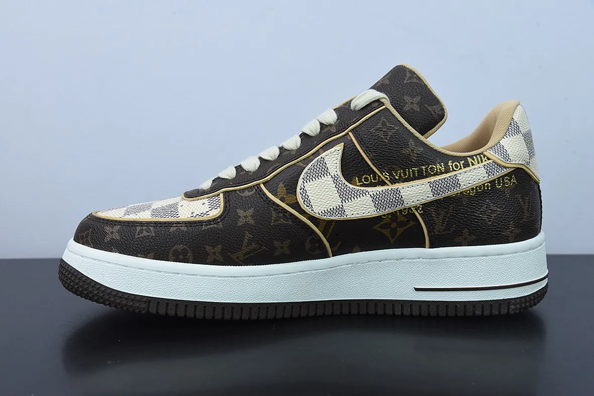 Replica Louis Vuitton x Nike Air Force 1: Virgil Abloh Damier Azur Monogram | YtaYta