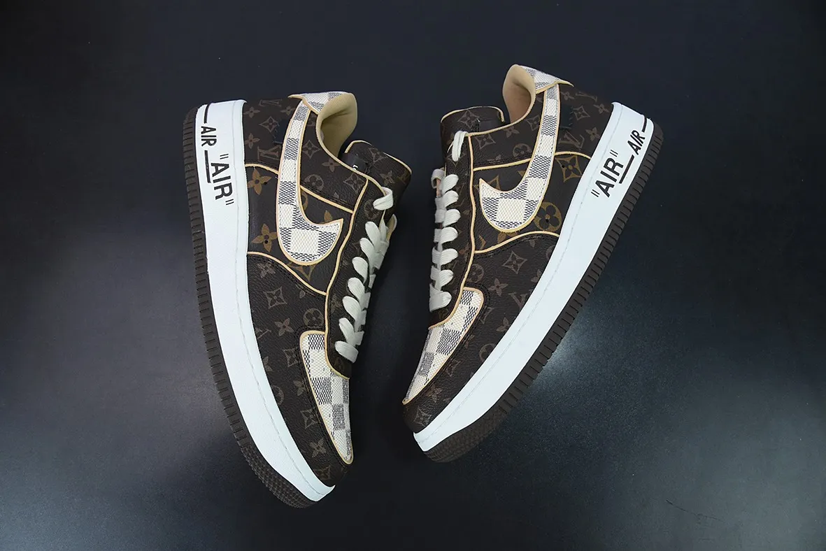 Replica Louis Vuitton x Nike Air Force 1: Virgil Abloh Damier Azur Monogram | YtaYta