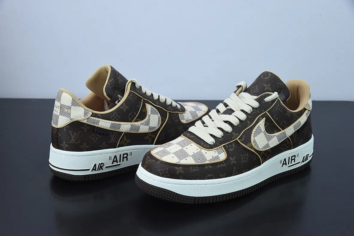 Replica Louis Vuitton x Nike Air Force 1: Virgil Abloh Damier Azur Monogram | YtaYta