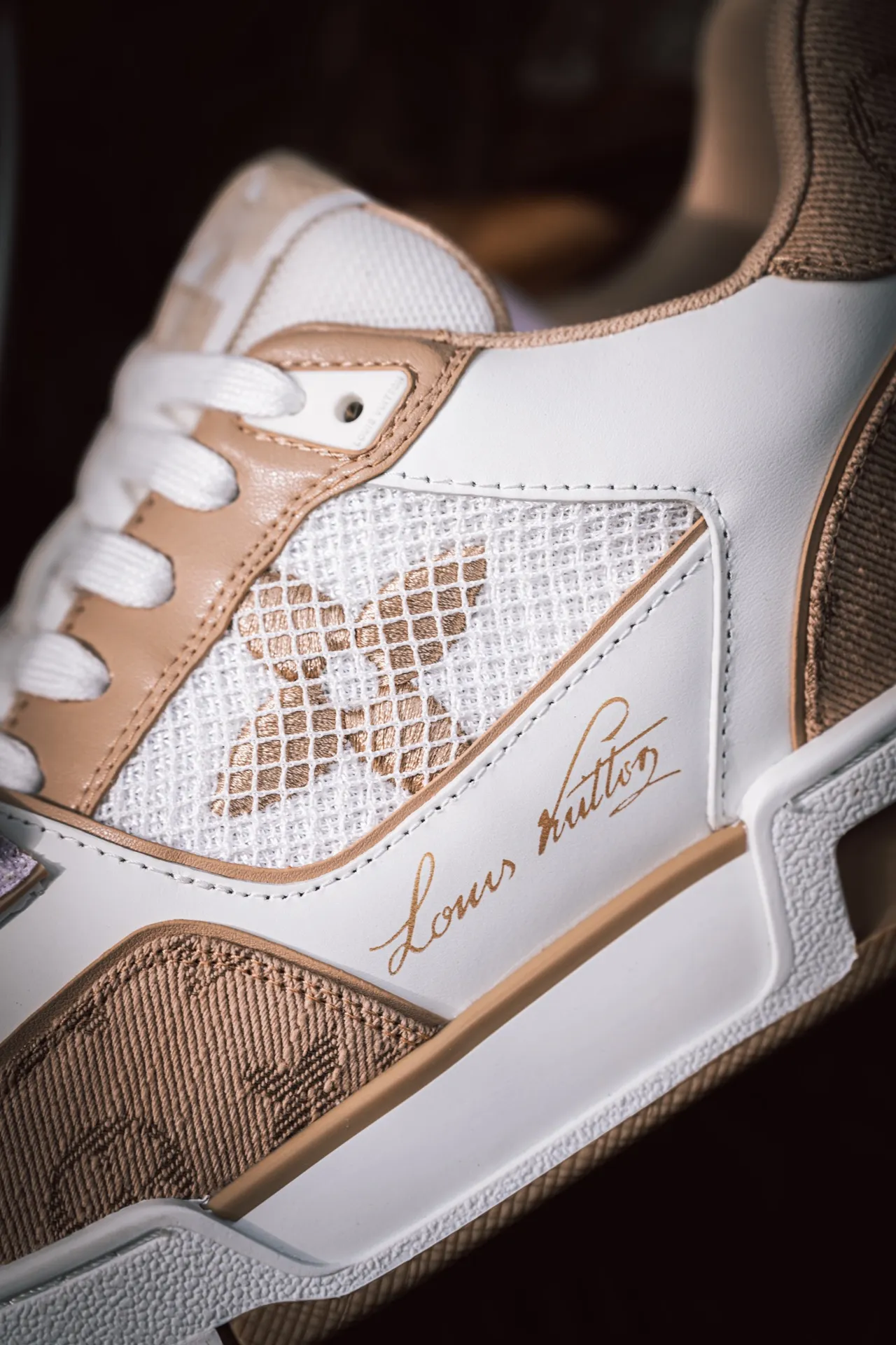 Louis Vuitton Trainer Monogram Beige Size UK 5.5 Replica: Street Style Luxury | YtaYta